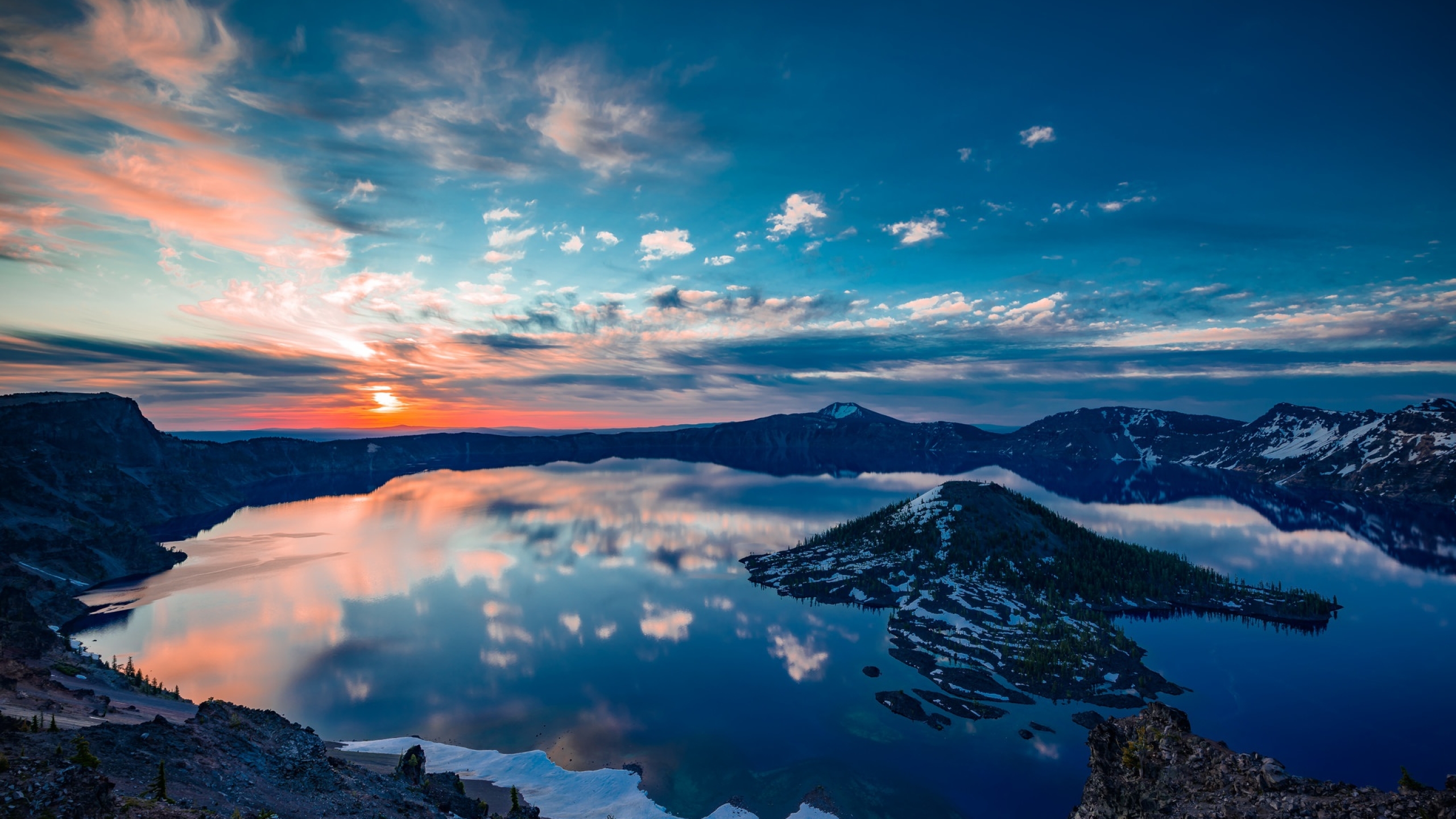 Crater Lake Oregon Full Hd 2k Wallpaper