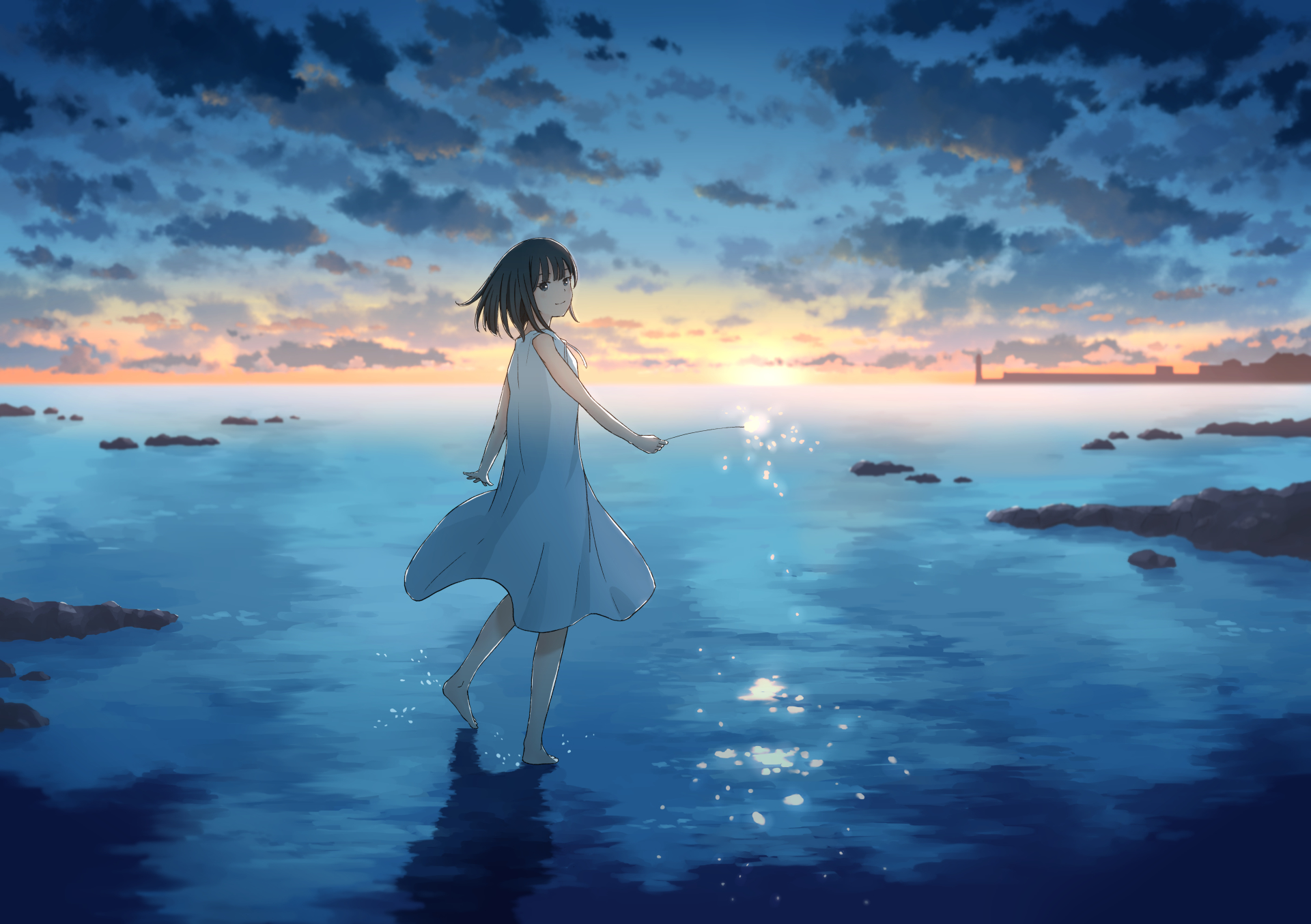 Cute Anime Girl Sunset Draw Wallpaper, HD Anime 4K ...