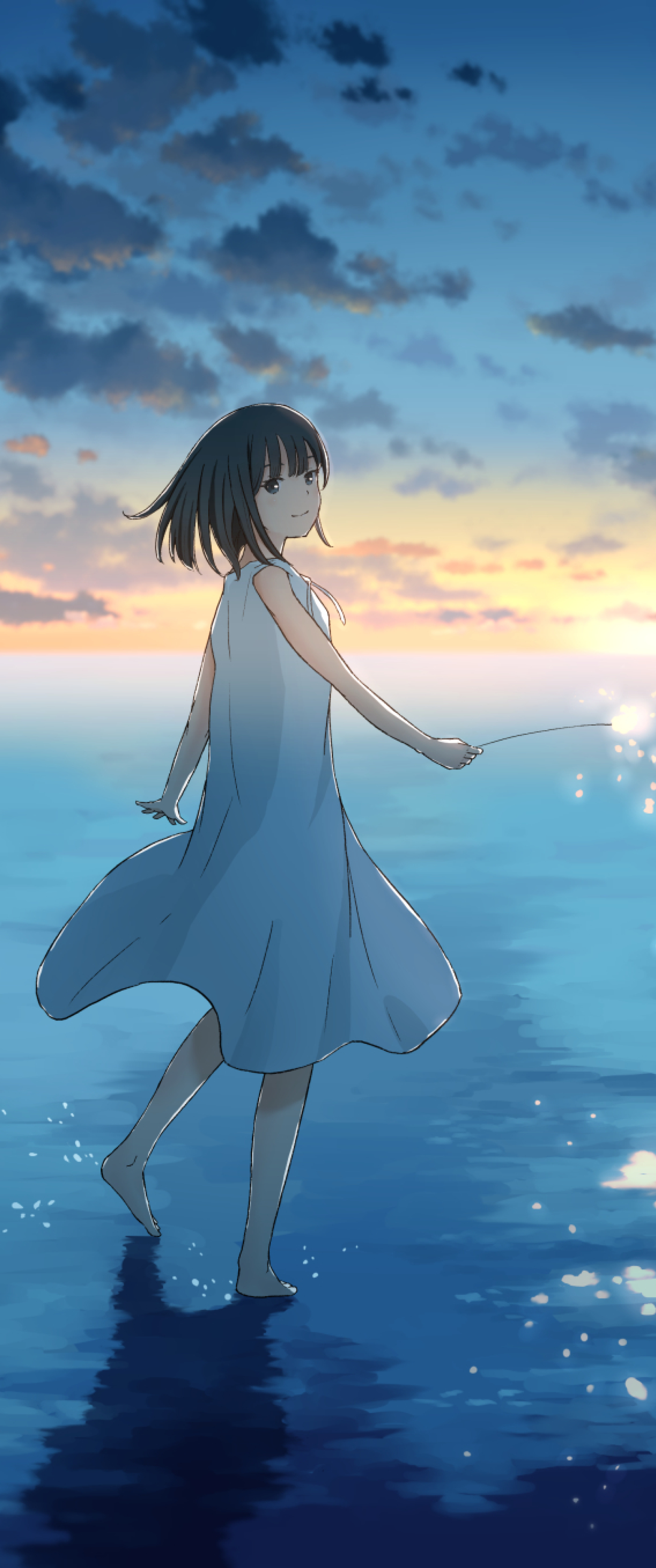 1440x3440 Cute Anime Girl Sunset Draw 1440x3440 Resolution Wallpaper ...
