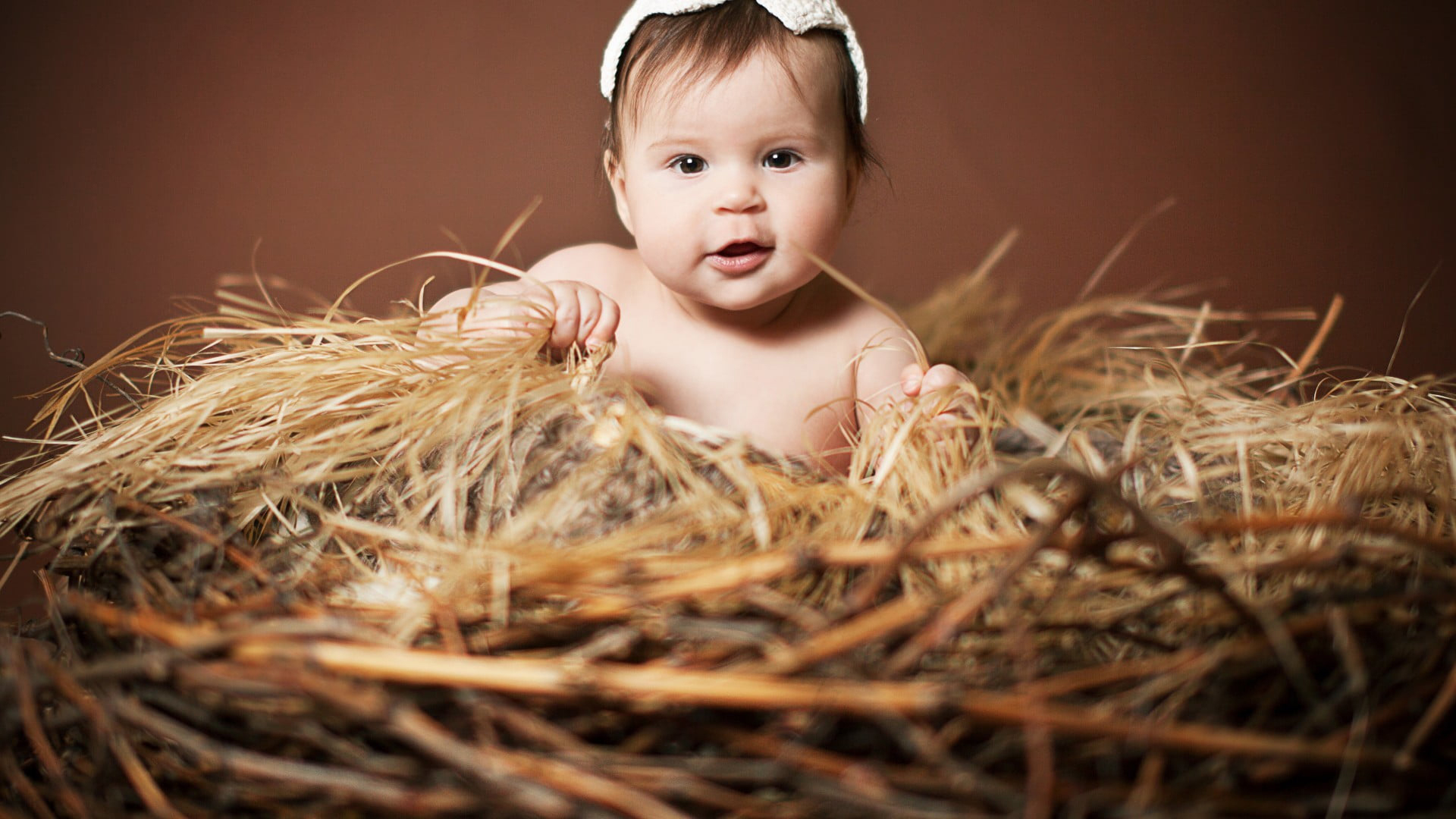 Cute Baby Child Is Sitting On Haystack Wallpaper, HD Other 4K Wallpapers,  Images, Photos and Background - Wallpapers Den