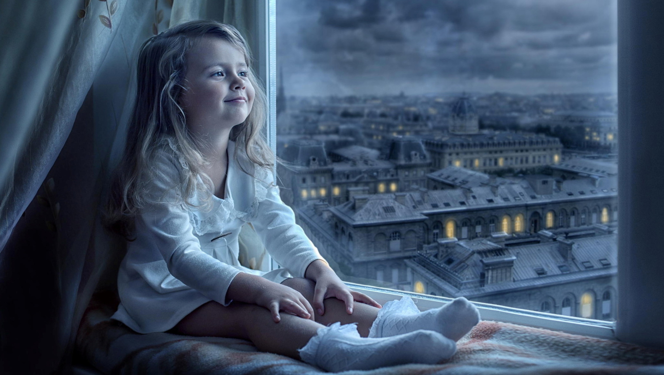 1360x768 Cute Little Girl Is Sitting Near Window Watching Outside Desktop  Laptop HD Wallpaper, HD Other 4K Wallpapers, Images, Photos and Background  - Wallpapers Den