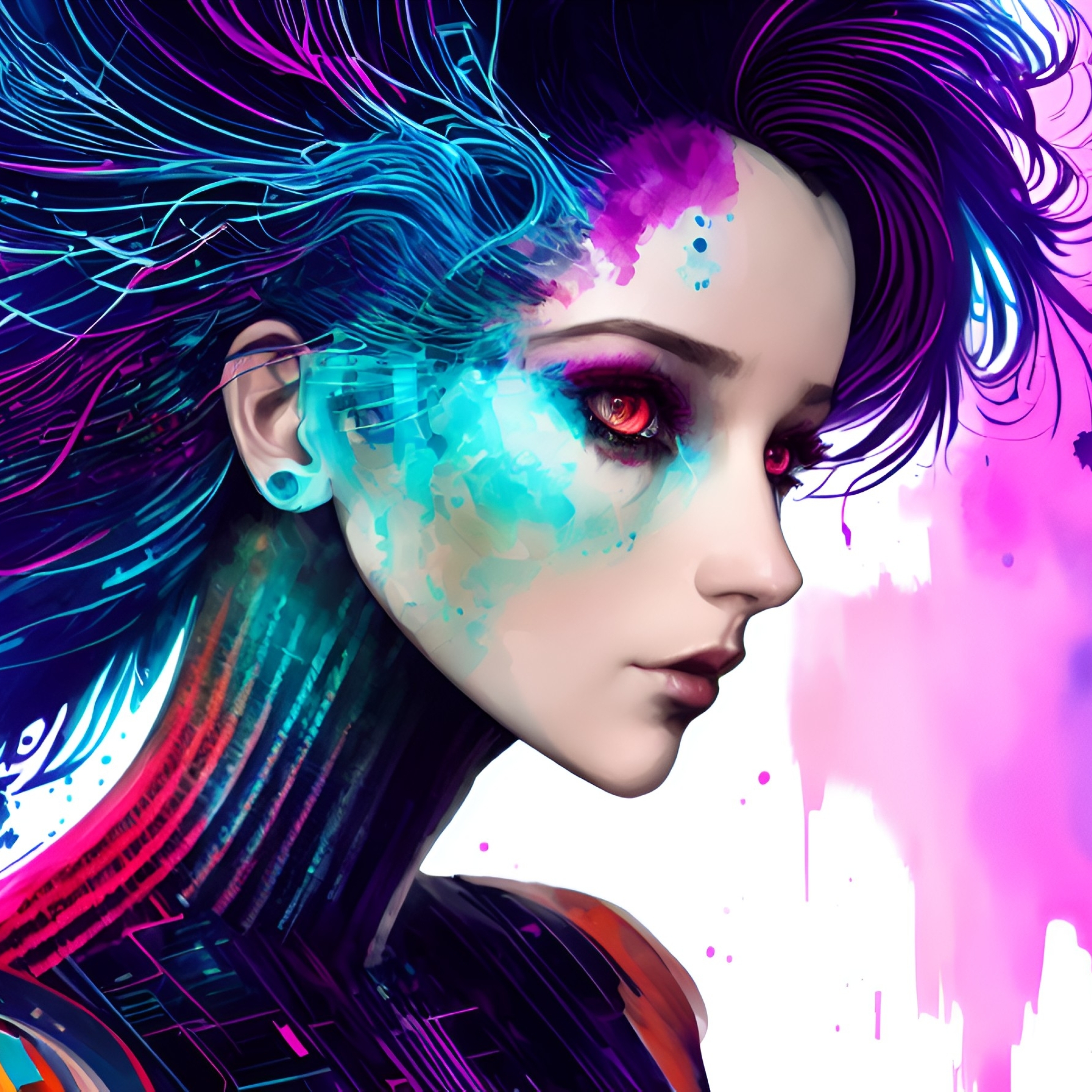 Steam artwork design cyber girl glitch фото 63