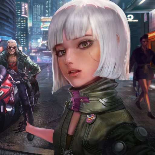 512x512 Cyberpunk 2077 Selfie With Biker 512x512 Resolution Wallpaper Hd Games 4k Wallpapers 8558