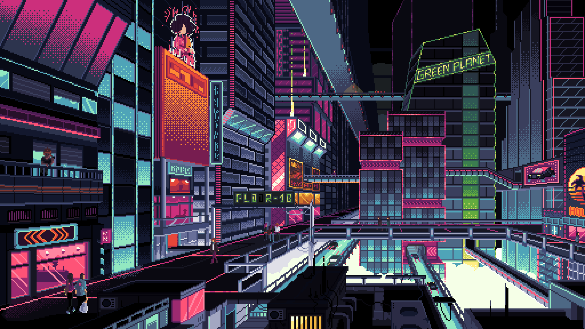 Cyberpunk City Pixel Art Wallpaper, HD Artist 4K Wallpapers, Images