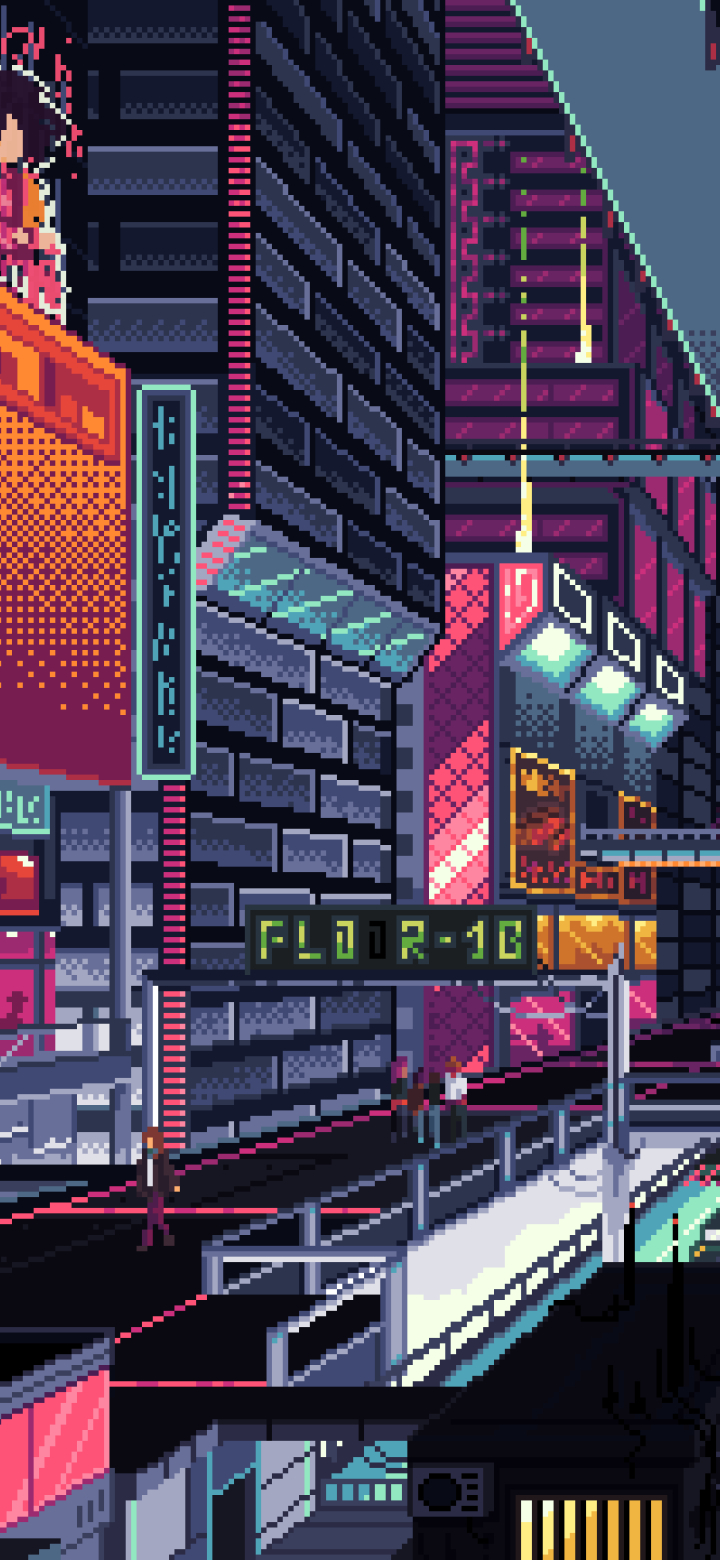 720x1560 Cyberpunk City Pixel Art 720x1560 Resolution Wallpaper Hd