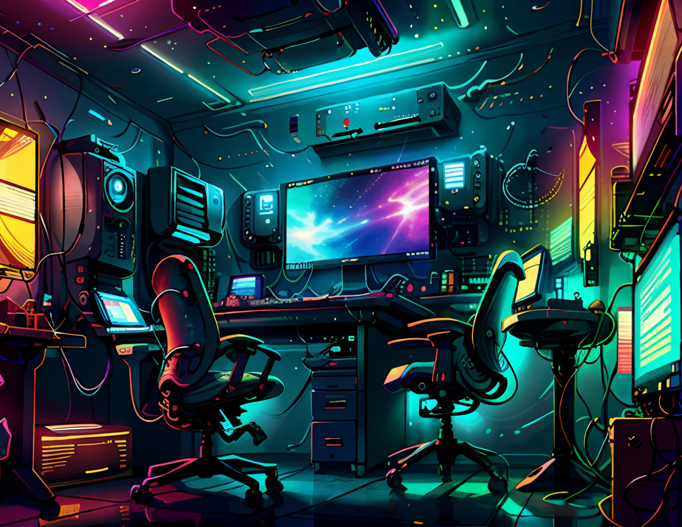 1359x1050 Resolution Cyberpunk Desk HD AI Art 1359x1050 Resolution ...