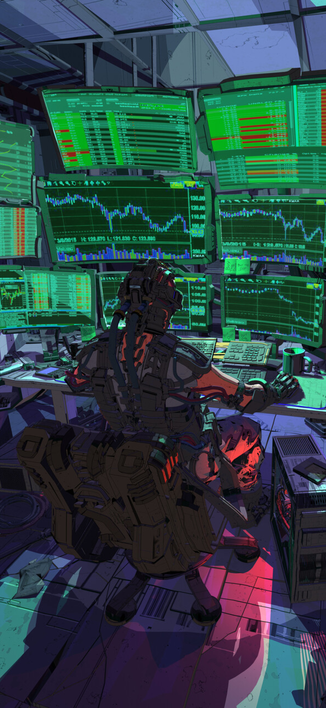 1080x2340 Cyberpunk Robot Hacking Stock Market 1080x2340 Resolution  Wallpaper, HD Artist 4K Wallpapers, Images, Photos and Background -  Wallpapers Den