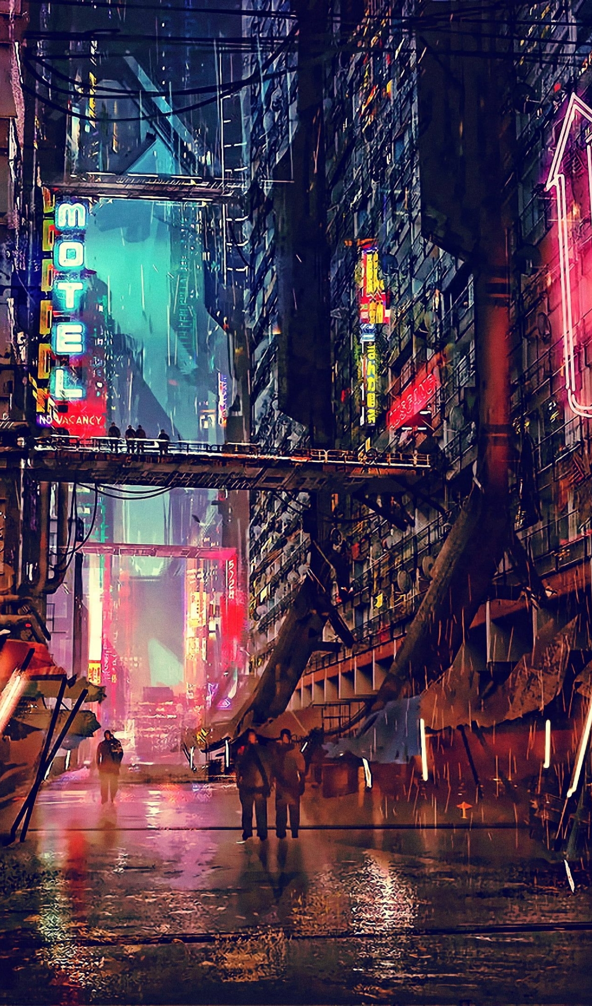 1200x2040 Cyberpunk The Rainy Street 1200x2040 Resolution Wallpaper Hd Artist 4k Wallpapers 0550