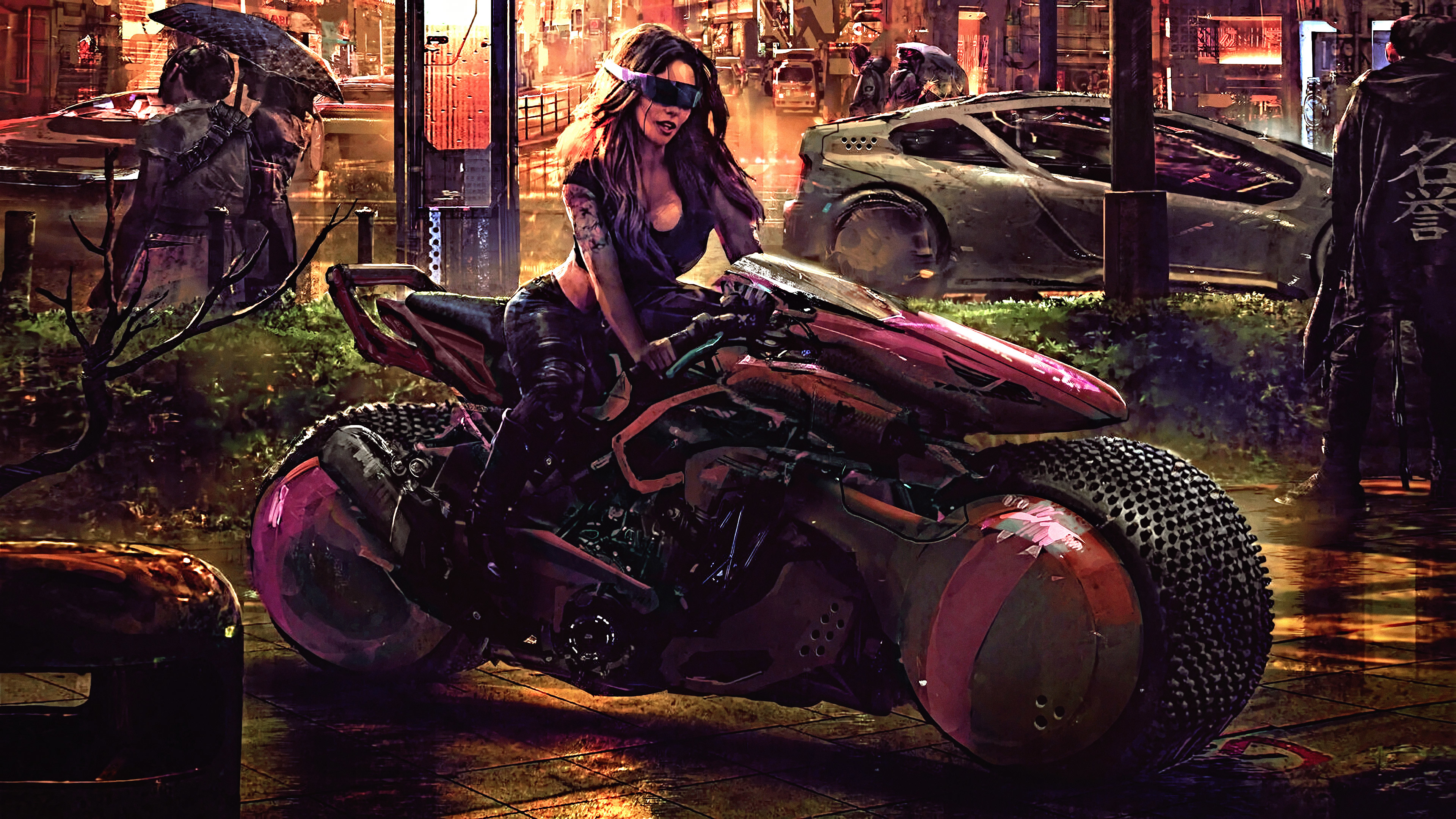 HD wallpaper: Biker girl, cyberpunk, Girl With Weapon