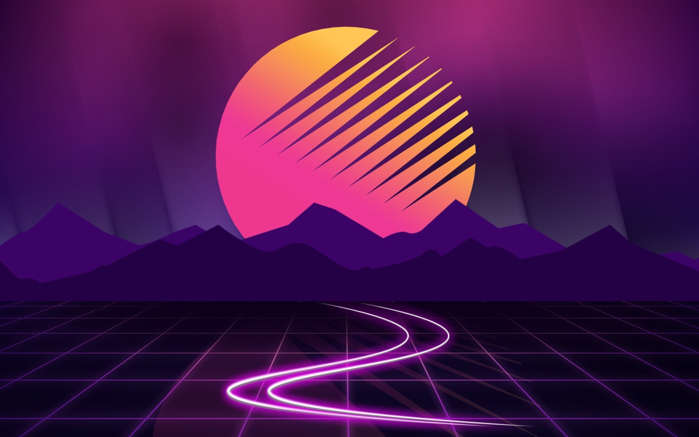 Cyberwave Purple Outrun, Full HD 2K Wallpaper
