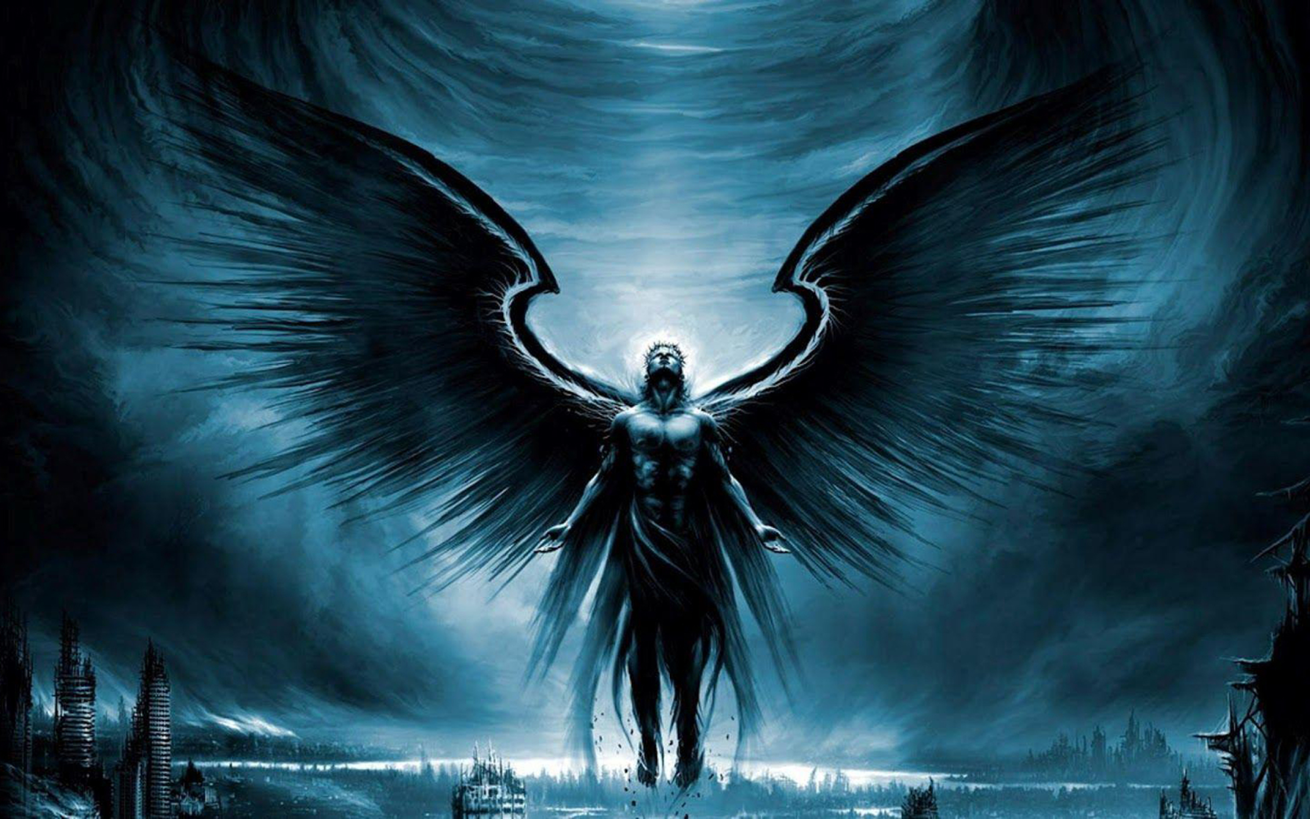 Ангел света ангел тьмы. Архангел Люцифер Денница. Азраил Падший ангел. Темный ангел. Архангел с черными крыльями.