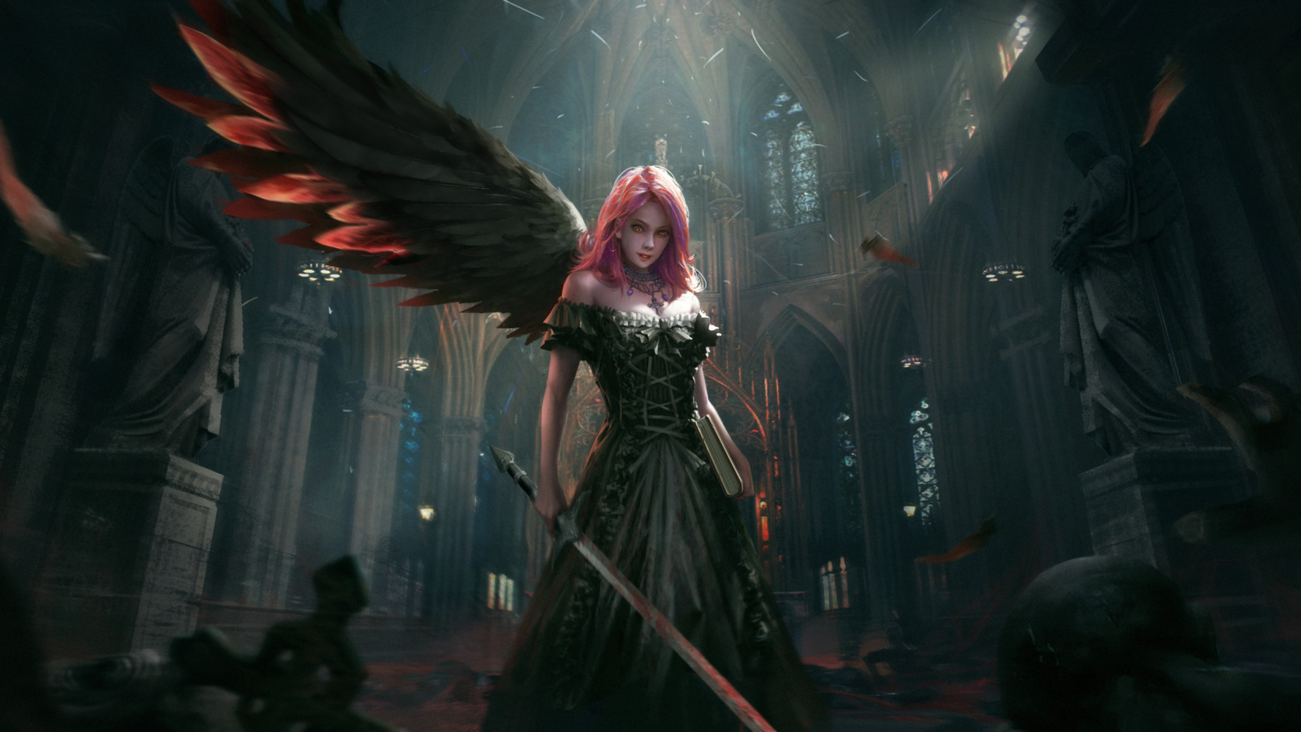 2560x1440 Dark Angel 1440P Resolution Wallpaper, HD Fantasy 4K