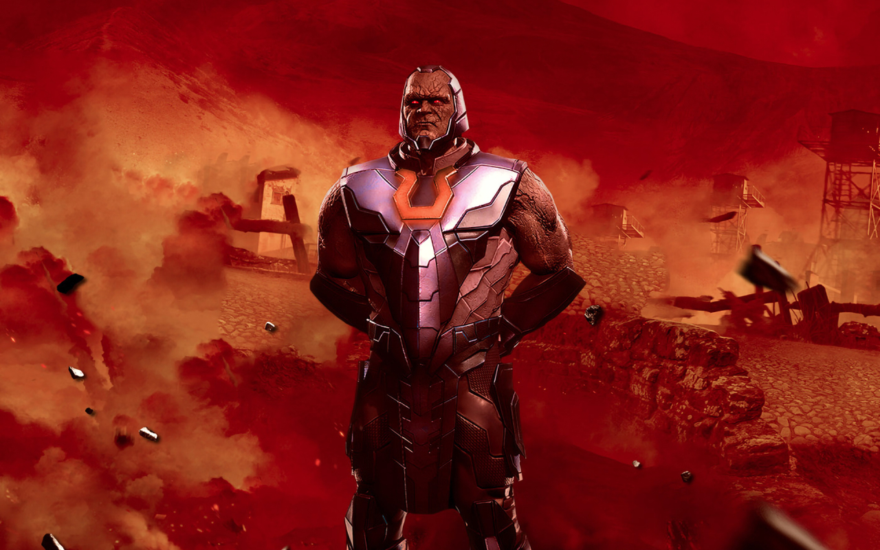 Darkseid's eyes in the art are a notable shade of red, which usually m...