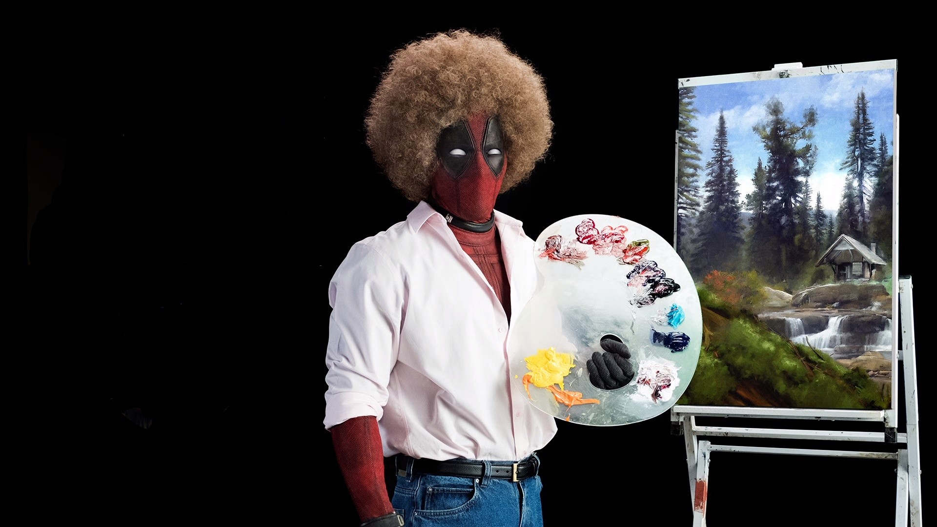 1920x1080 Deadpool 2 Ryan Reynolds As Bob Ross Painting In