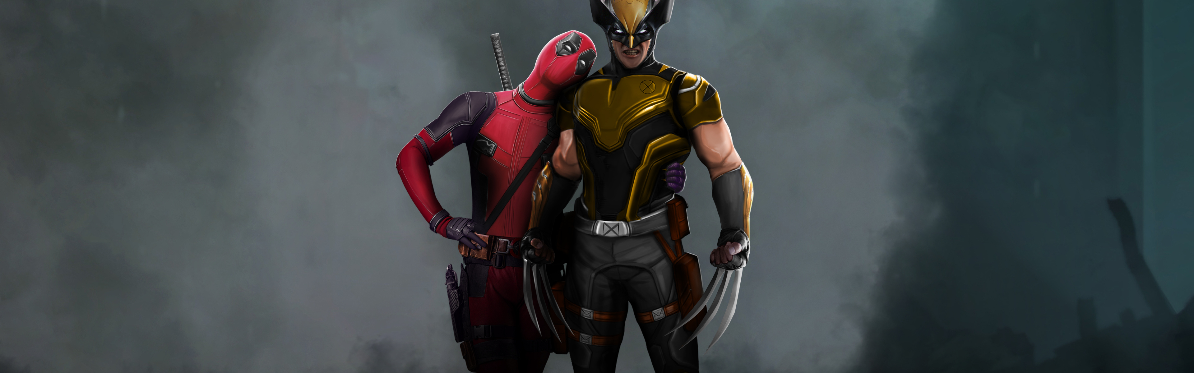 3840x1200 Resolution Deadpool 3 With Wolverine 5K Art 3840x1200