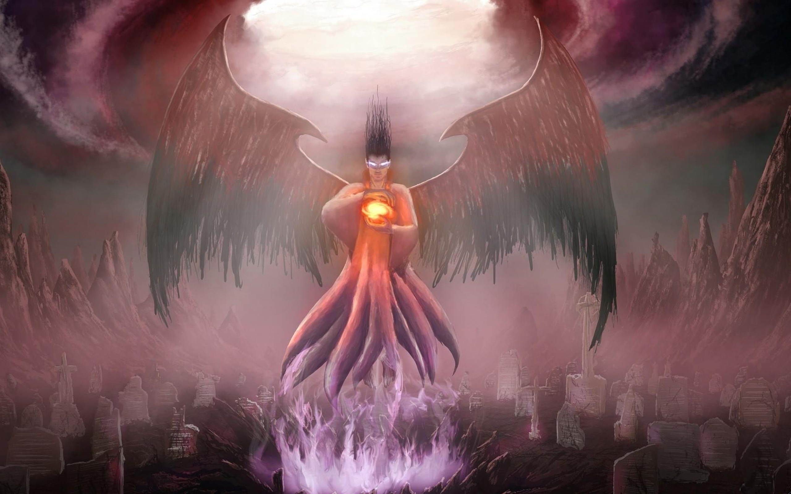 2560x1600 Resolution demon, cemetery, wings 2560x1600 Resolution ...