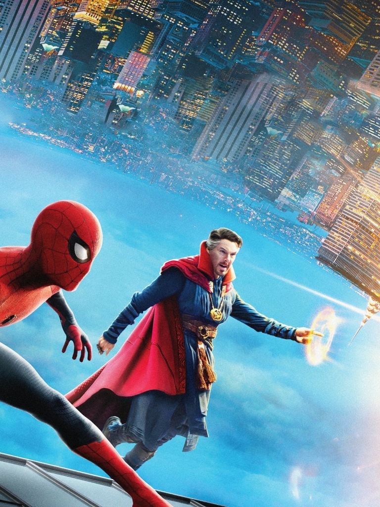 768x1024 Doctor Strange and SpiderMan No Way Home 768x1024 Resolution