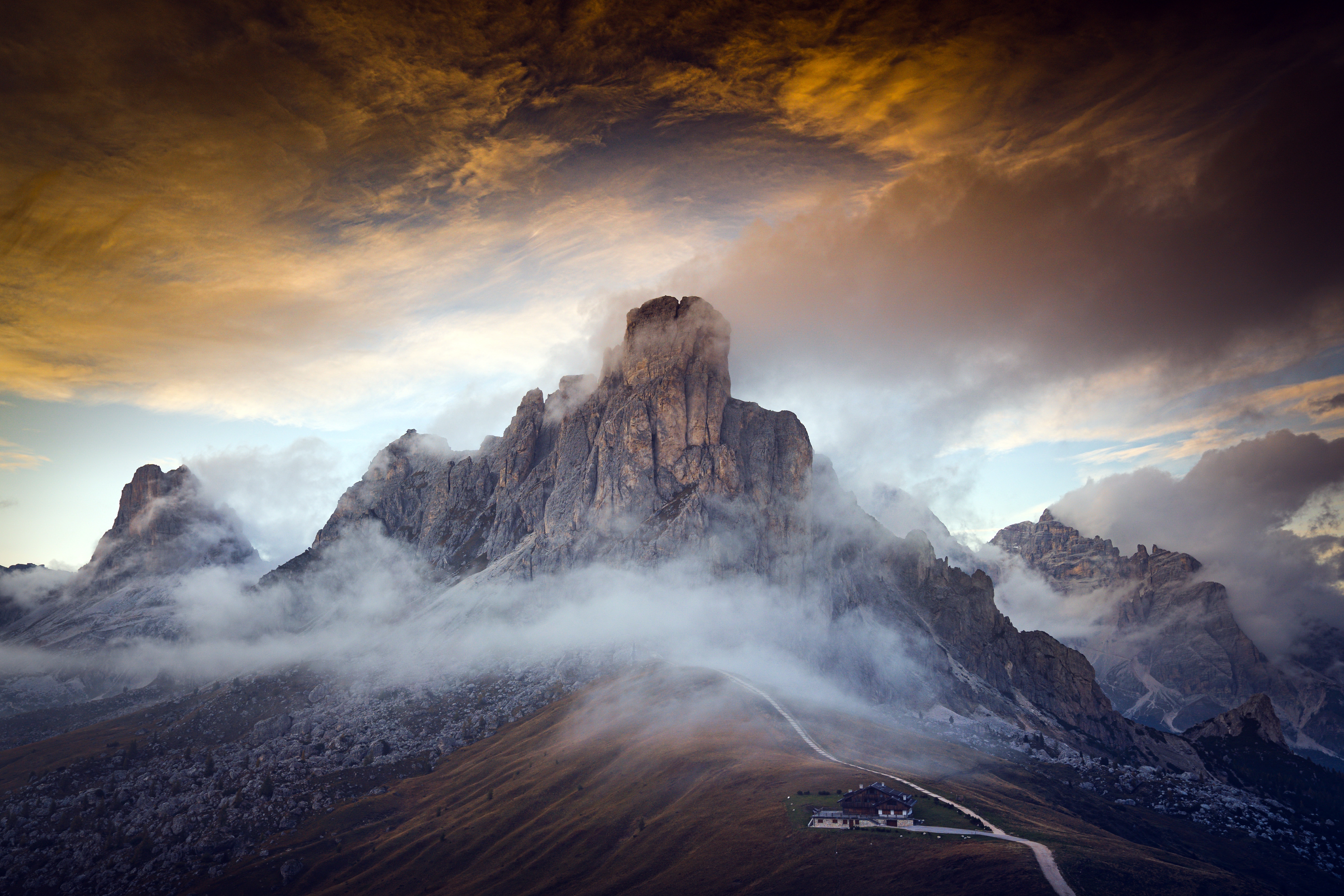 Wallpaper Alps Italy South Tyrol, Dolomites Fog Nature mountain