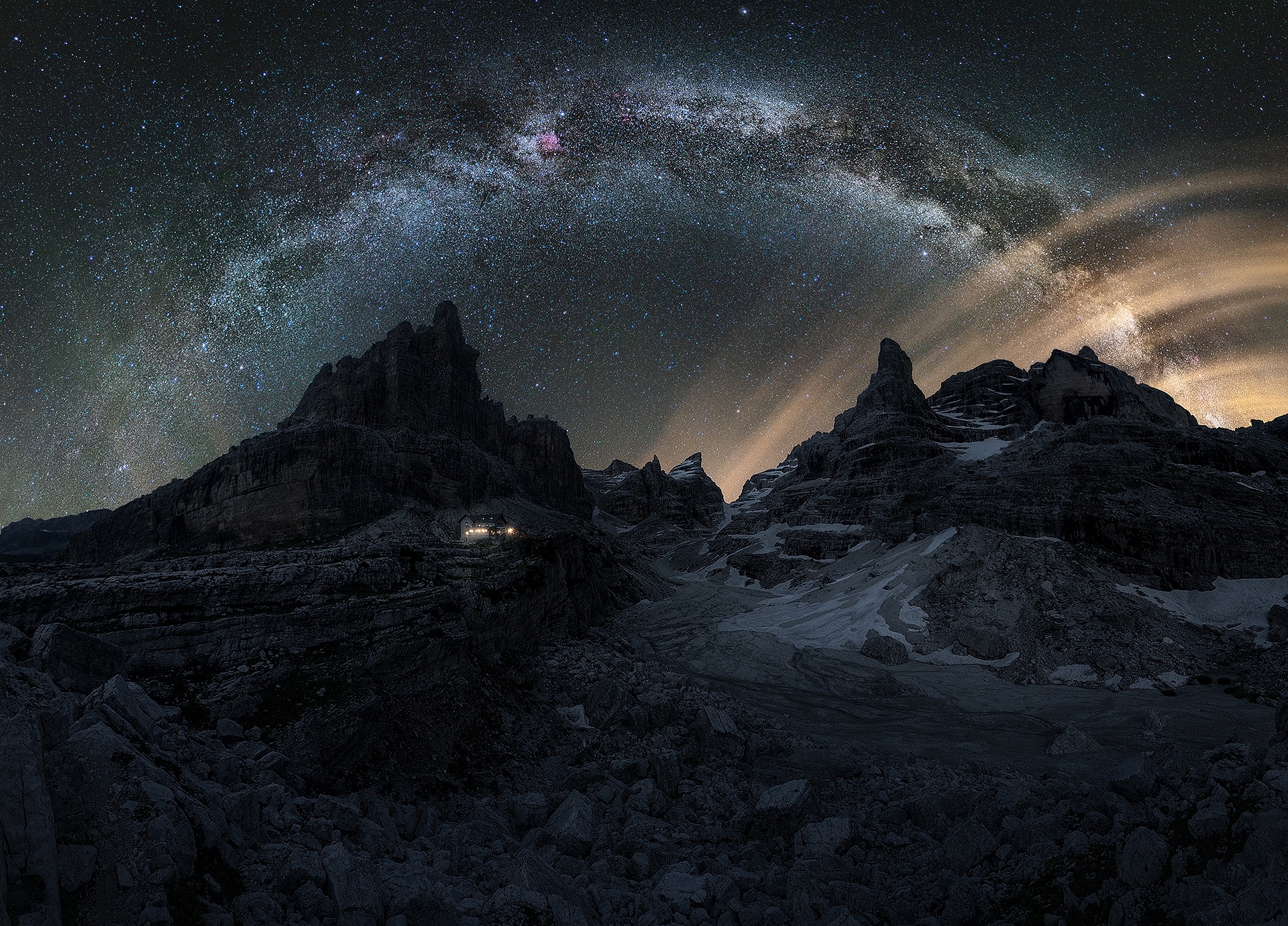 Dolomites Mountains Milky Way Wallpaper, HD Nature 4K Wallpapers ...