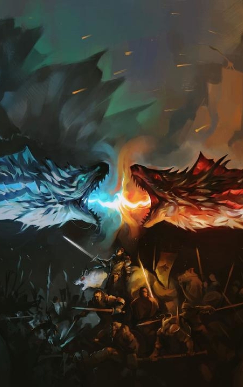 Dragon Battle Fire Vs Ice Game Of Thrones, HD Wallpaper