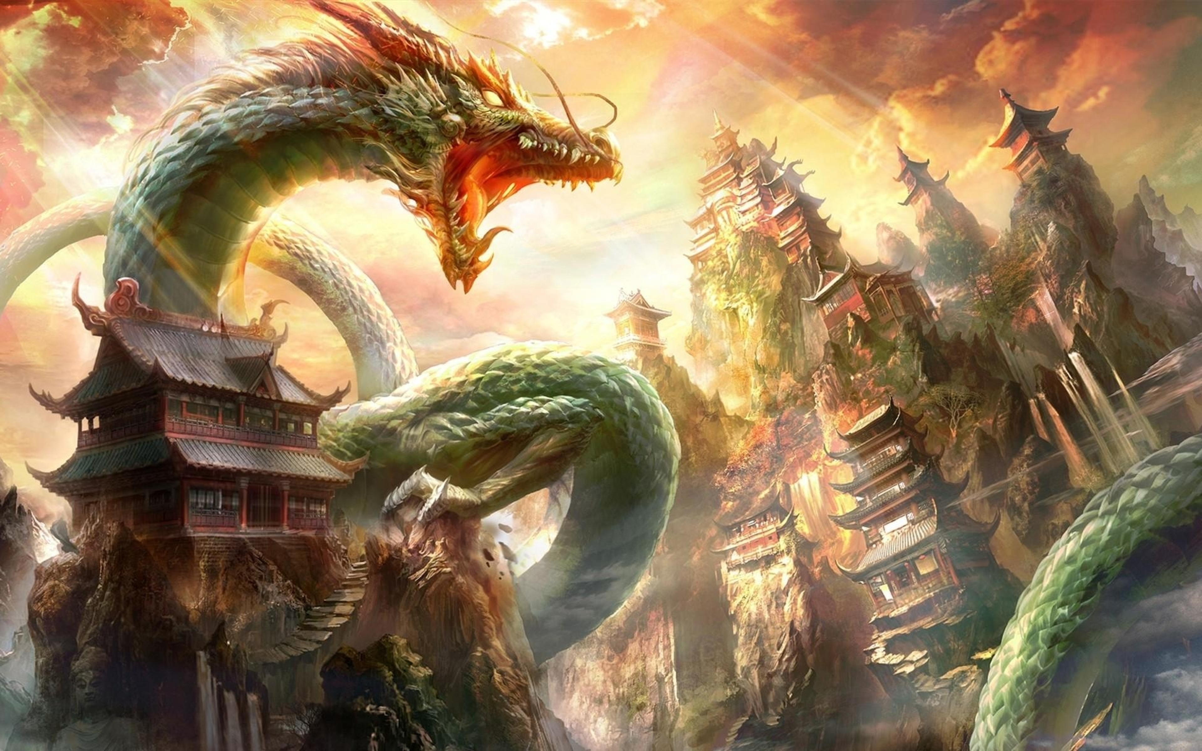 Asia dragon. Зеленый дракон Цинлун. Химера Имуги. Лун-Ван царь драконов.