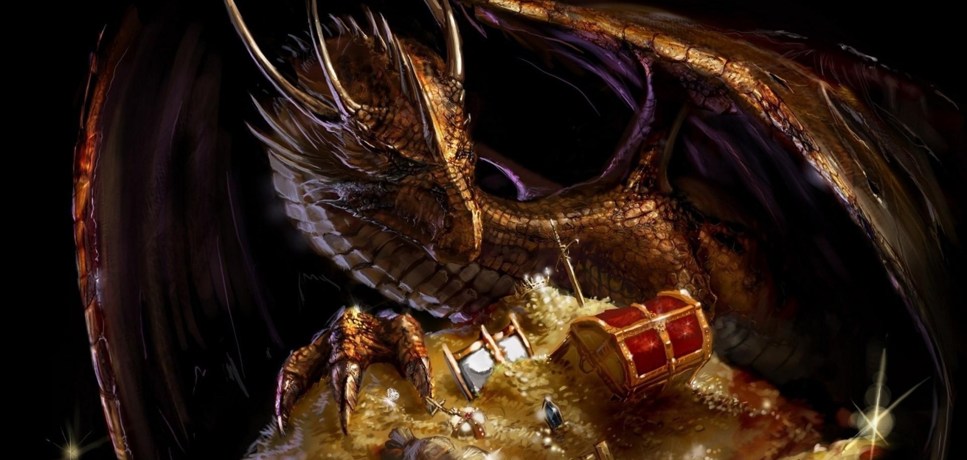 1890x900 dragon, treasure, gold 1890x900 Resolution Wallpaper, HD