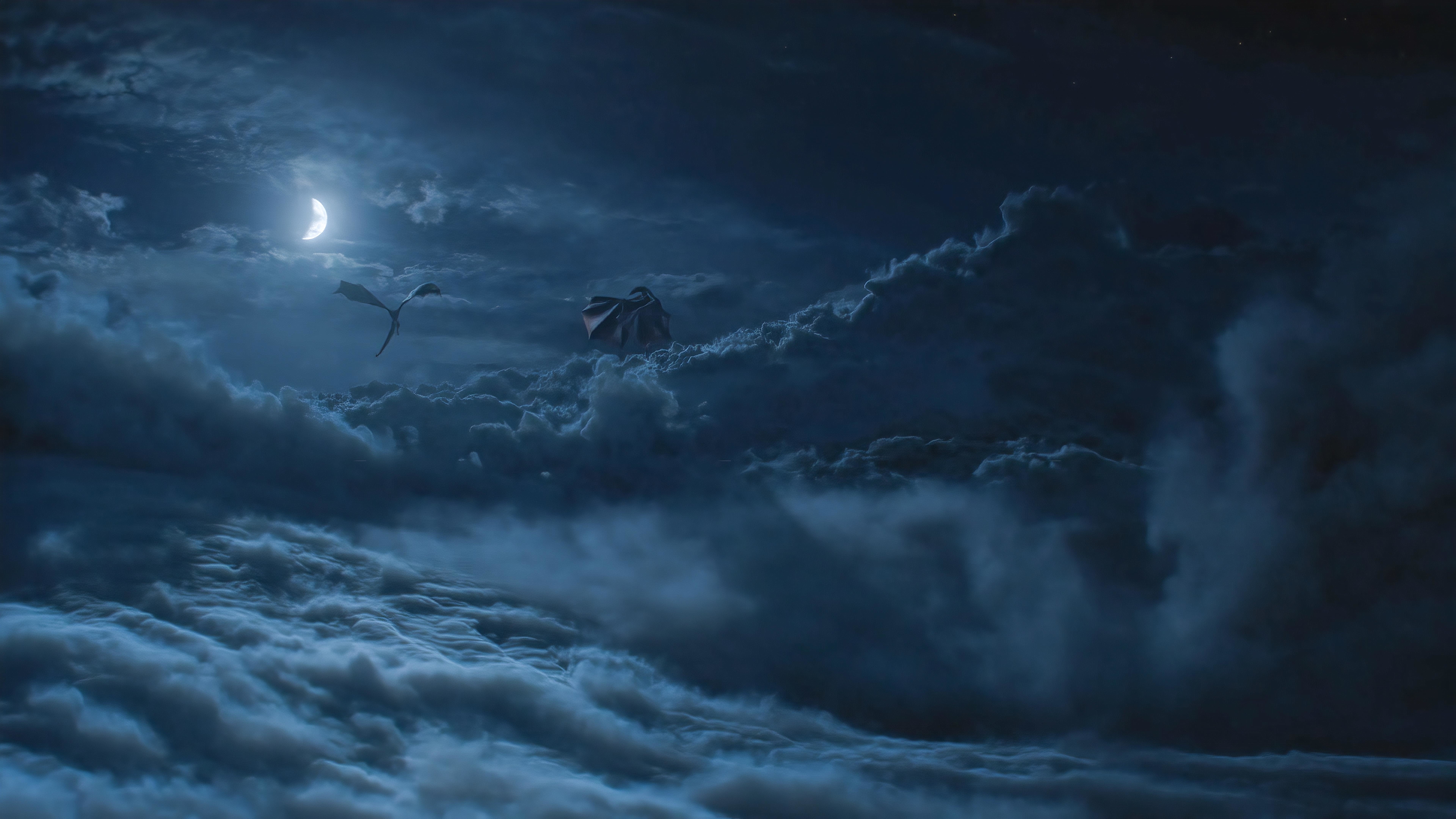 3840x2160 Dragons Above Cloud Game Of Throne Season 8 4k Wallpaper
