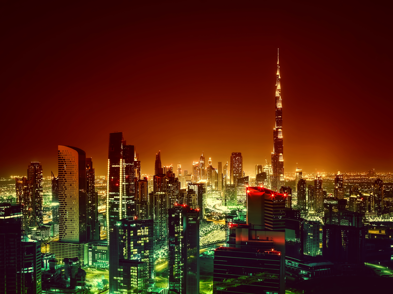 1600X1200 Dubai Burj Khalifa Cityscape In Night 1600X1200 Resolution