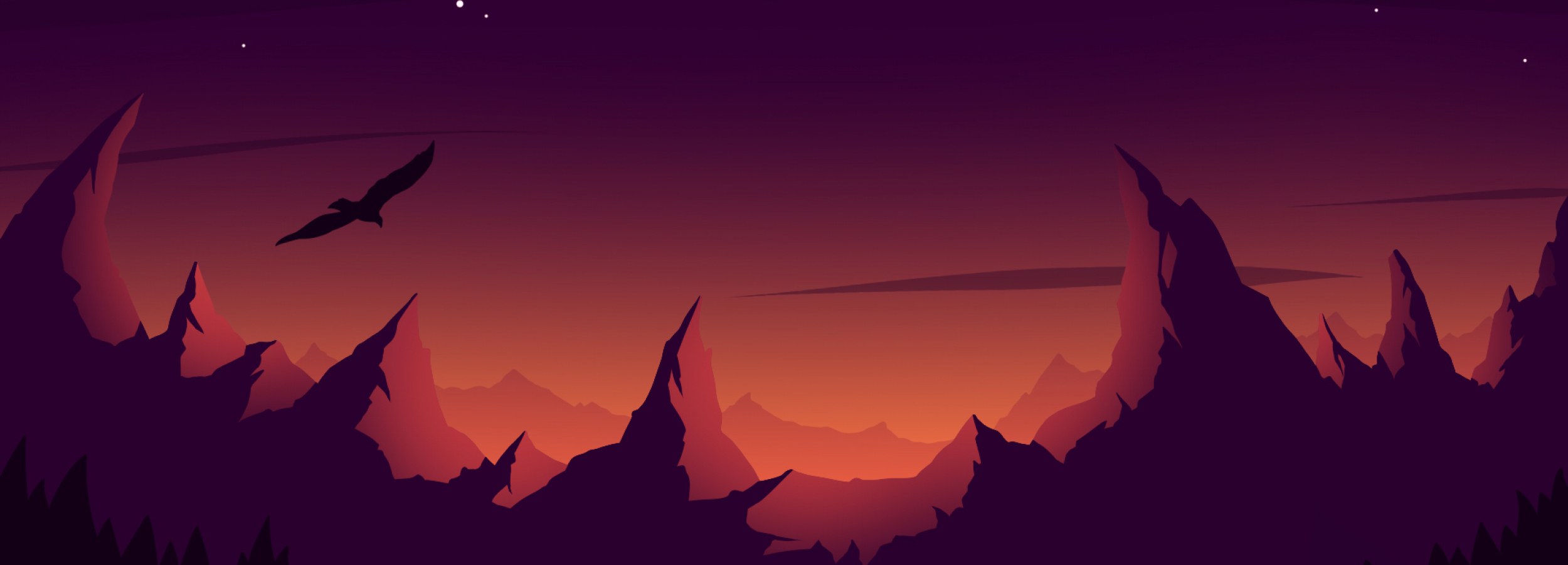 2500x900 Eagle Mountain Sunset Minimalist 2500x900 Resolution Wallpaper