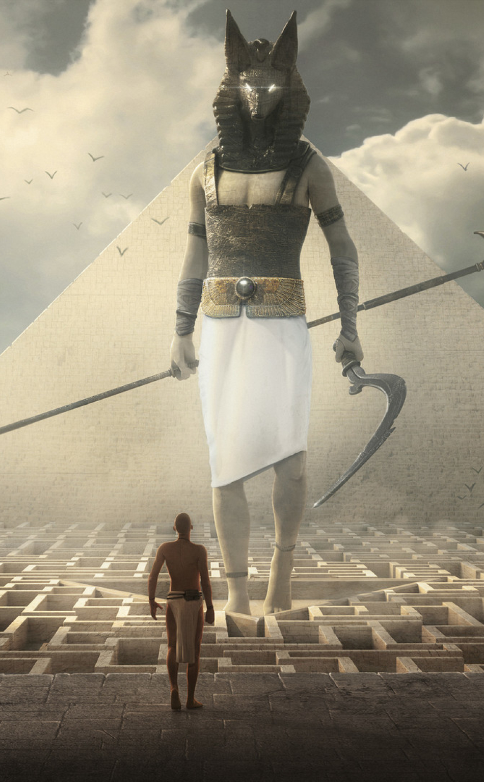 Egypt Warrior Illustration Anubis Pyramid Fantasy Art ...