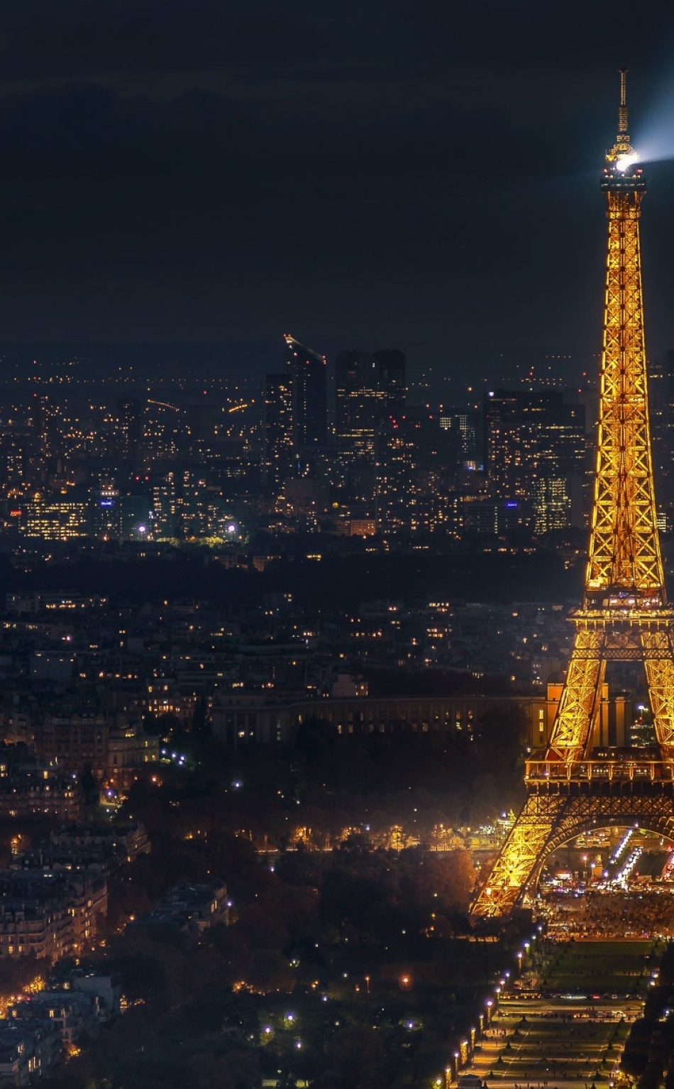 Eiffel Tower Cityscape In Moon Night, Full HD 2K Wallpaper