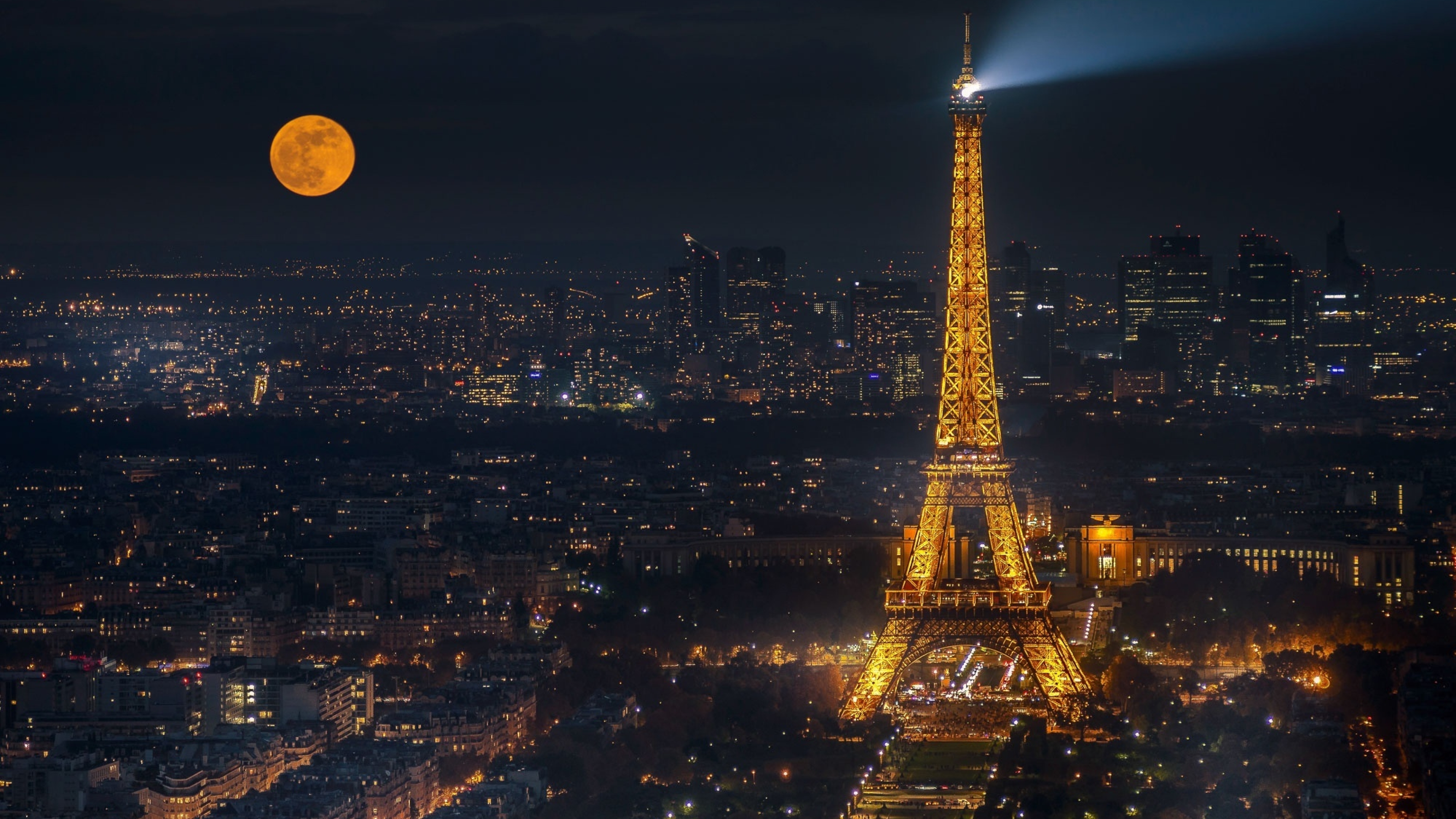 3840x2160 Eiffel Tower Cityscape In Moon Night 4k Wallpaper Hd City 4k