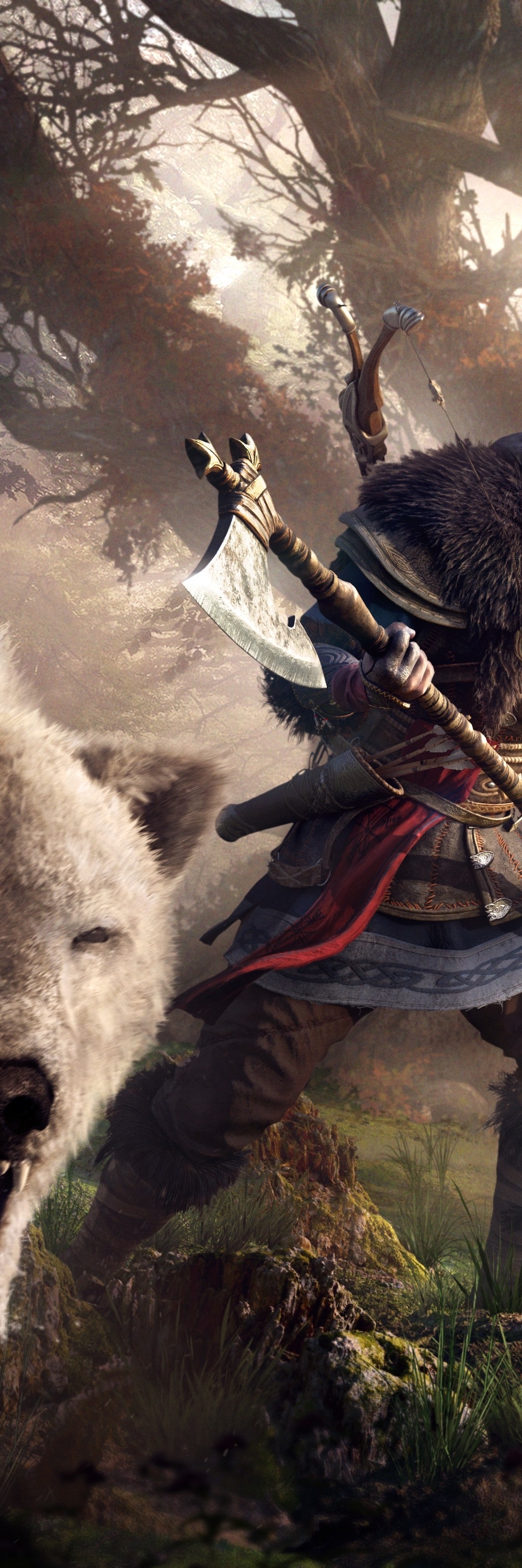 1000x3000 Eivor And Polar Bear Assassins Creed Valhalla 1000x3000 Resolution Wallpaper Hd Games