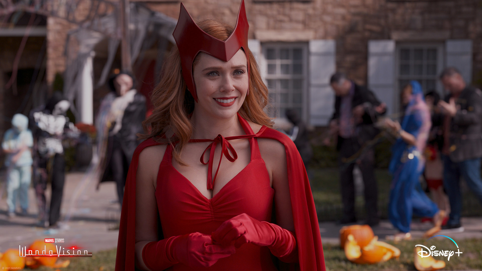 Elizabeth Olsen Red Dress Halloween in WandaVision Wallpaper, HD TV