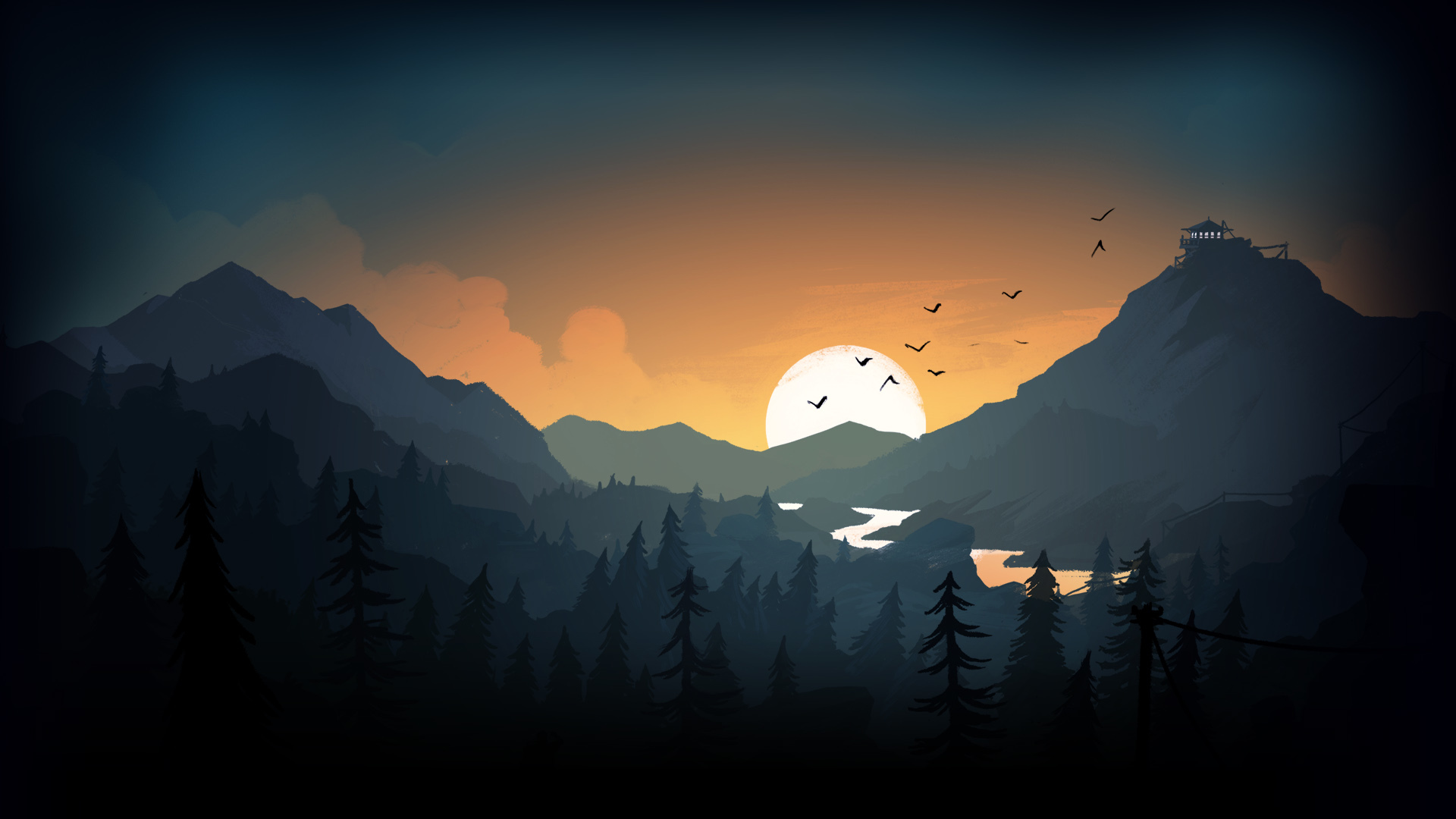 Evening Sunset Mountains Firewatch Drawing Wallpaper, HD Artist 4K  Wallpapers, Images, Photos and Background - Wallpapers Den