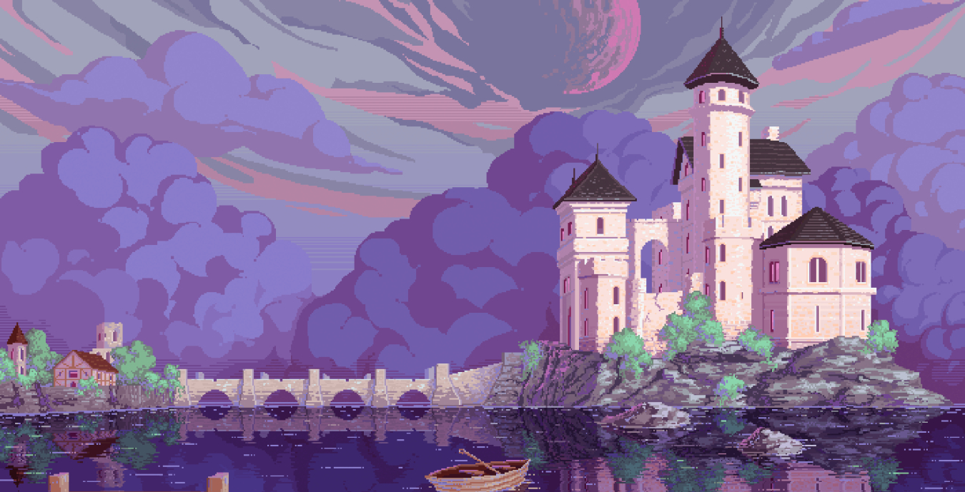 1350x689 Resolution Fantasy Castle Pixel Art 1350x689 Resolution