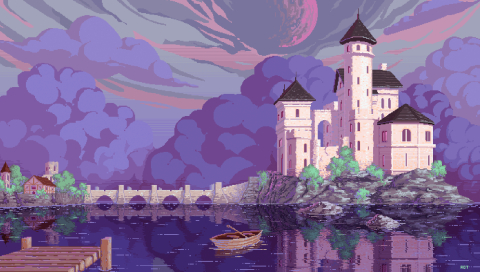 480x272 Fantasy Castle Pixel Art 480x272 Resolution Wallpaper, HD