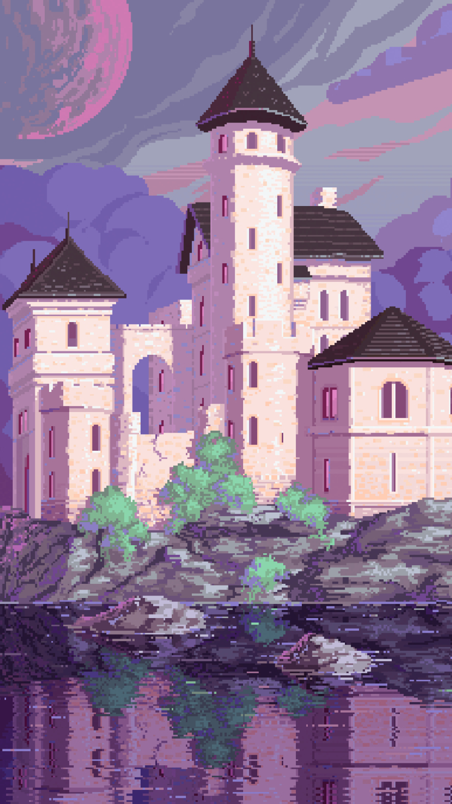 X Fantasy Castle Pixel Art X Resolution Wallpaper HD Artist K Wallpapers Images