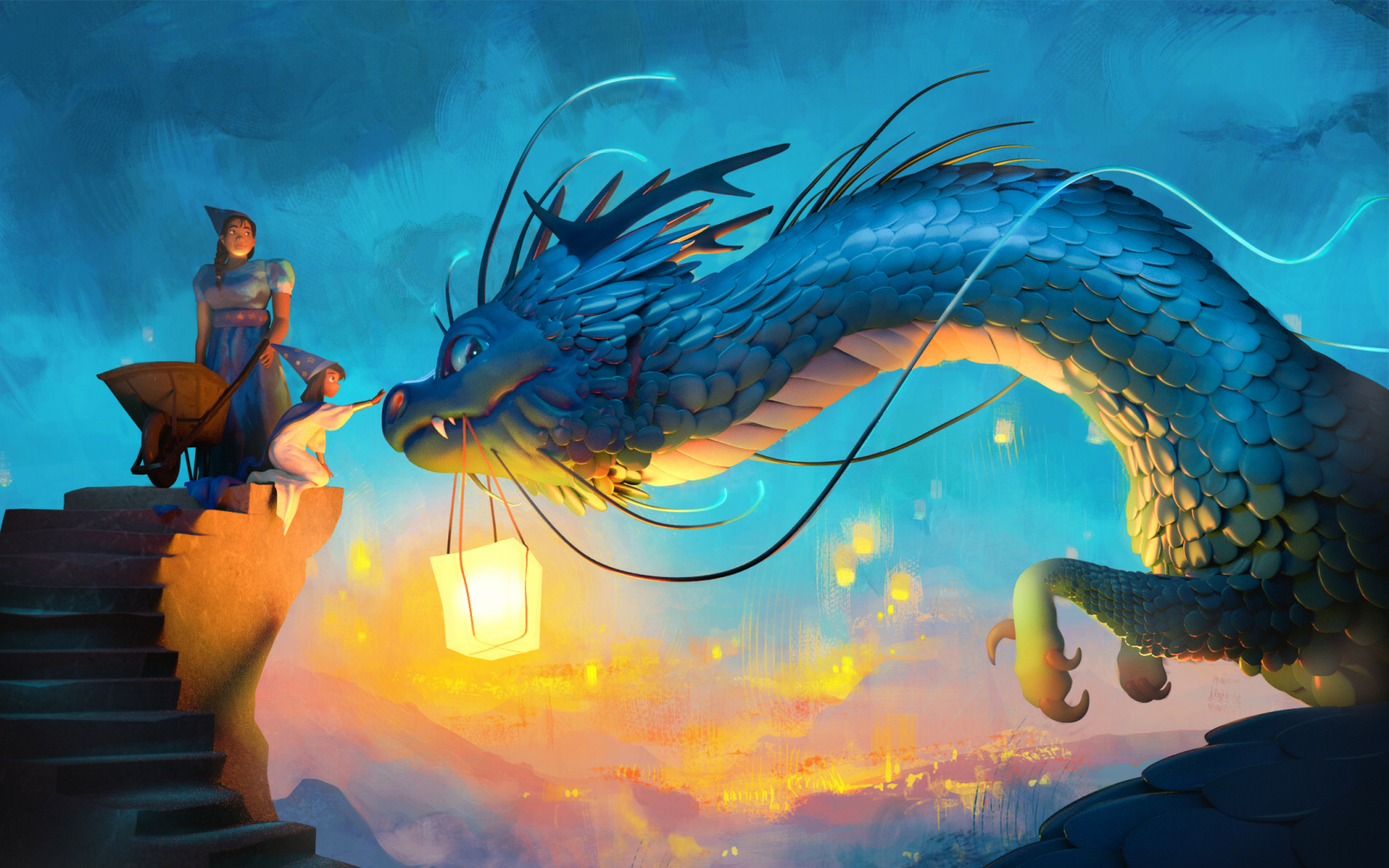 Dragon of dreams and Girl Fairy Fantasy Art Wallpaper Hd for Desktop :  Wallpapers13.com
