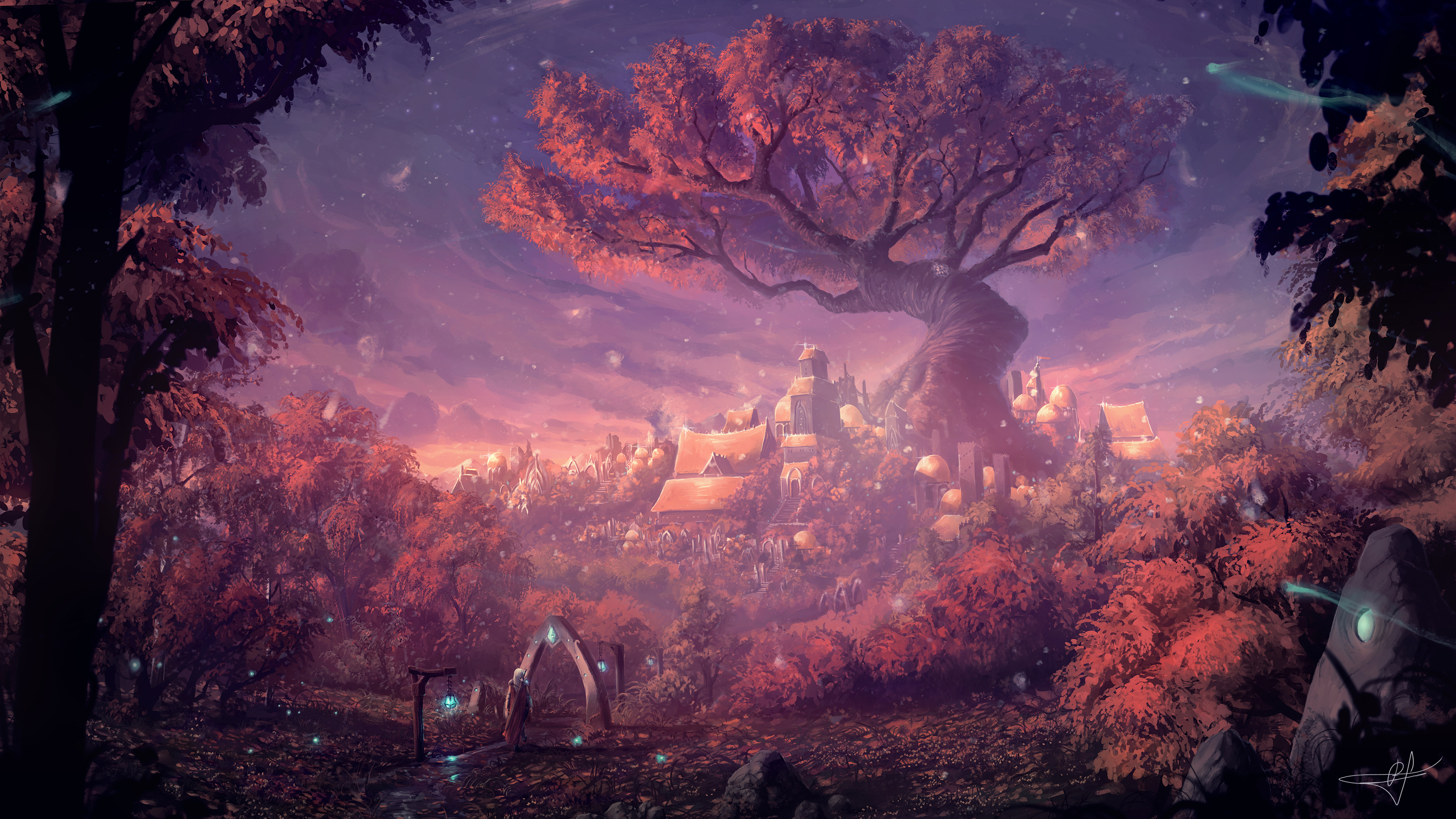 Fantasy Forest City, HD 4K Wallpaper