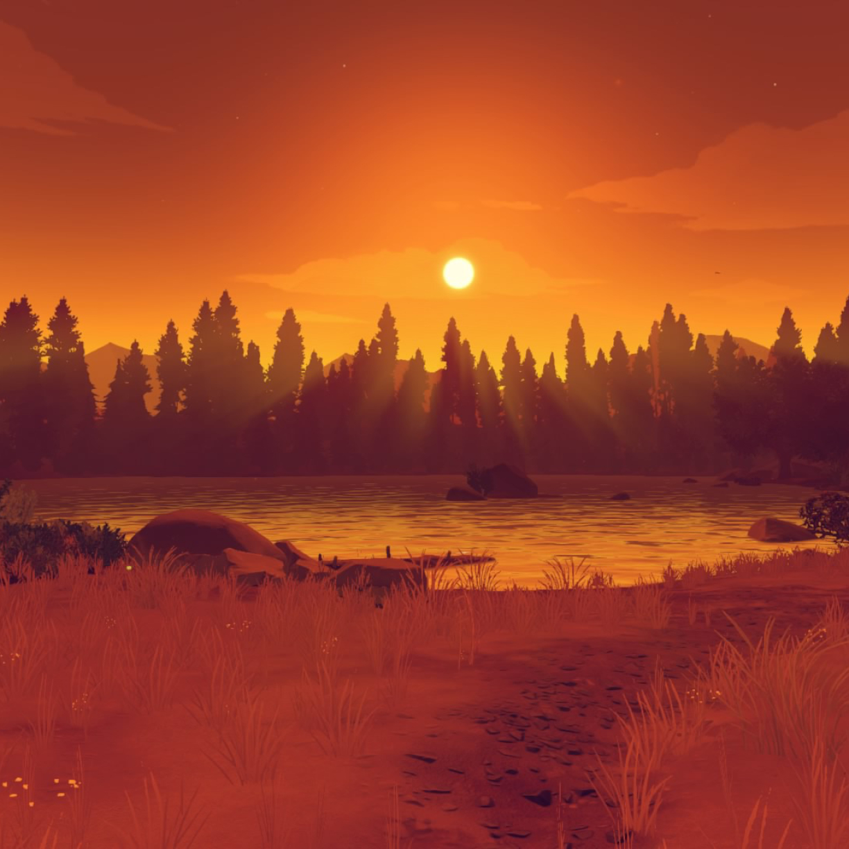 Firewatch Orange Sunset, Full HD Wallpaper