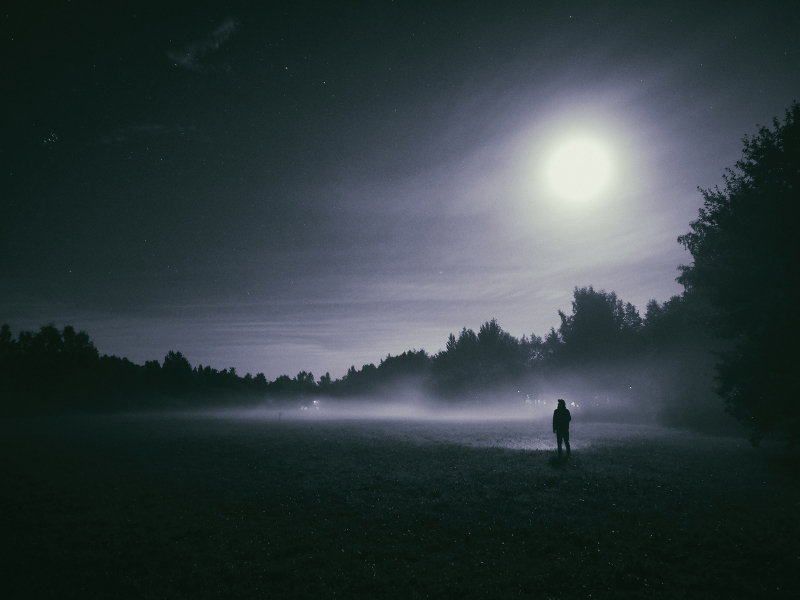 Foggy Night Moon, Full HD 2K Wallpaper