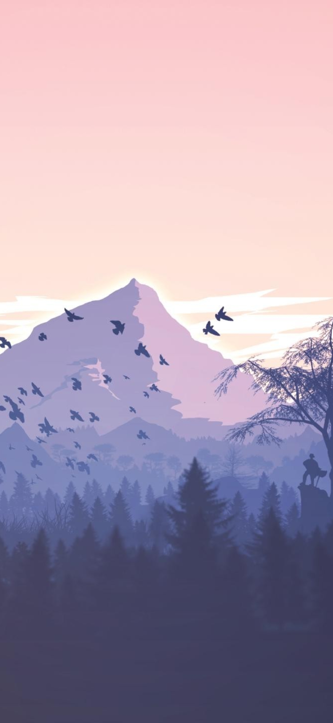 1125x2436 Resolution Forest And Mountains Illustrations Iphone Xs