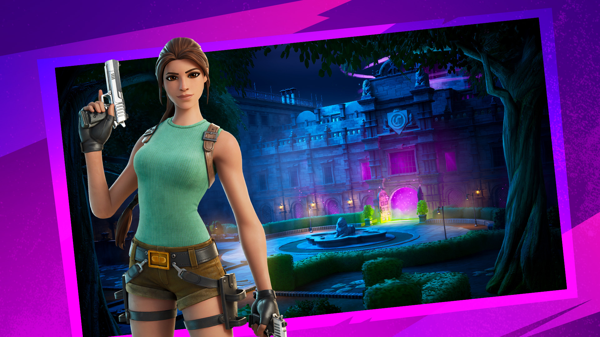 2560x108020 Fortnite Lara Croft Manor 2560x108020 Resolution Wallpaper