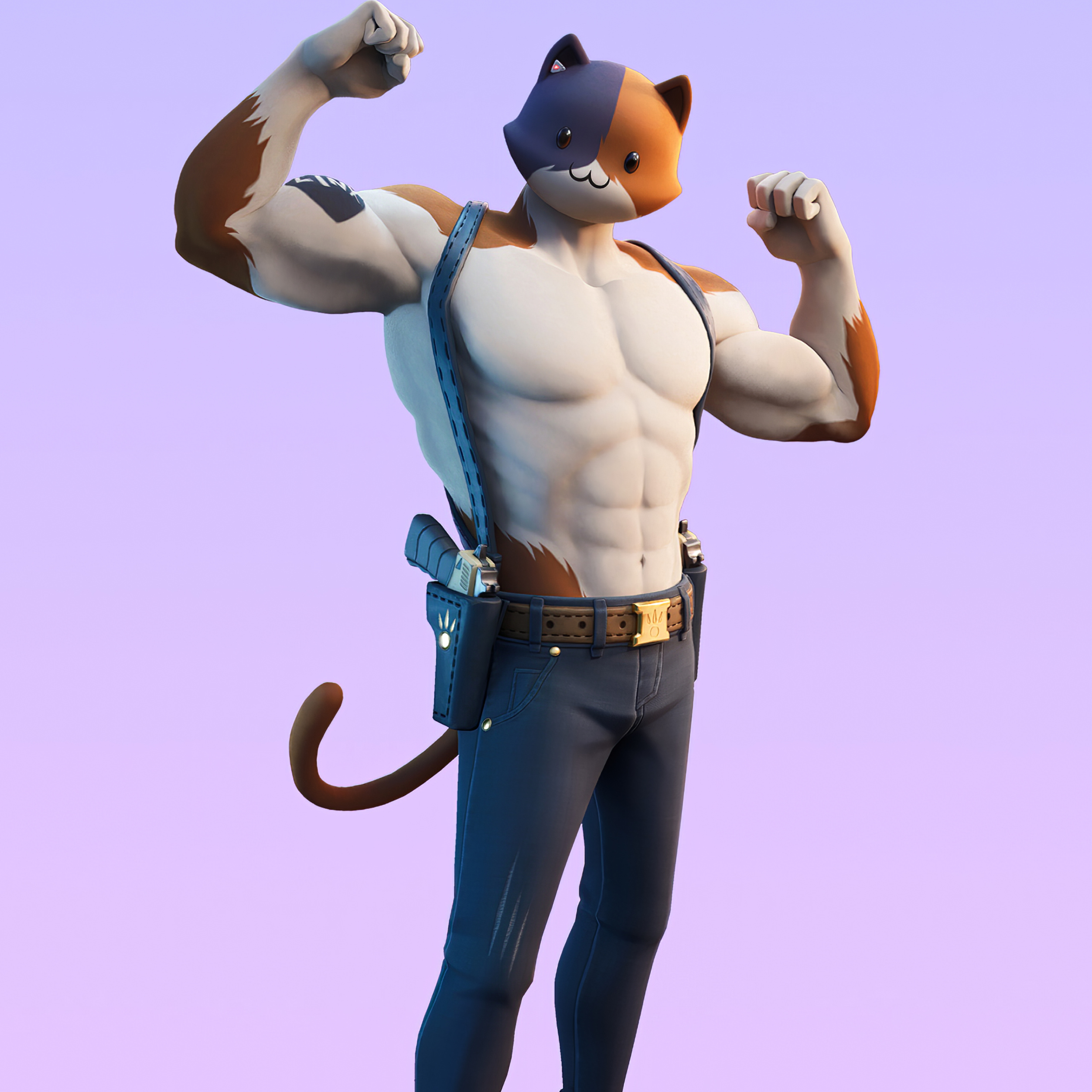 Fortnite Meowscles Skin Outfit 4K (2932x2932) Resolution Wallpaper.