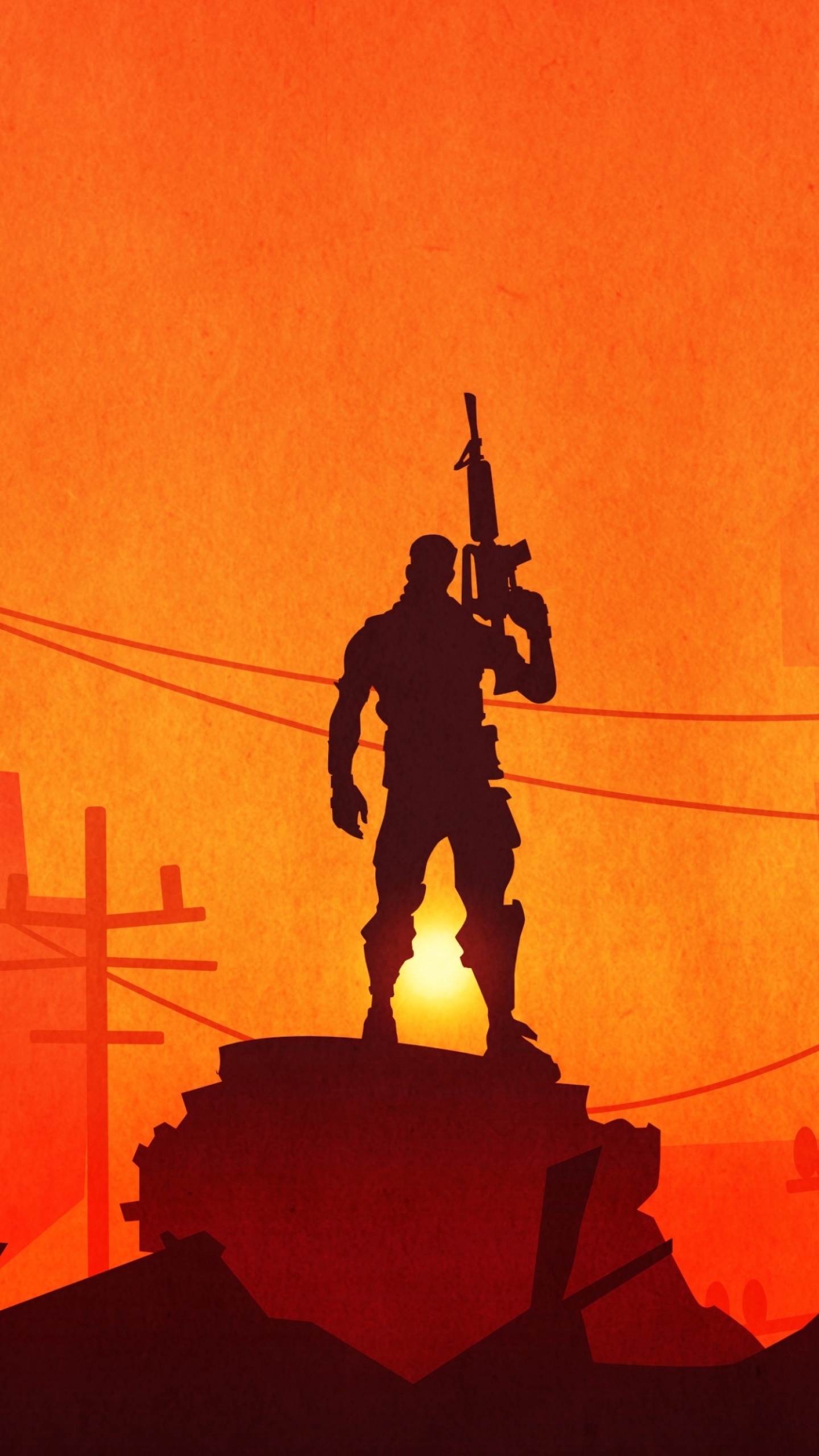 Download Fortnite Warrior Silhouette In Sunset 1600x900 ...