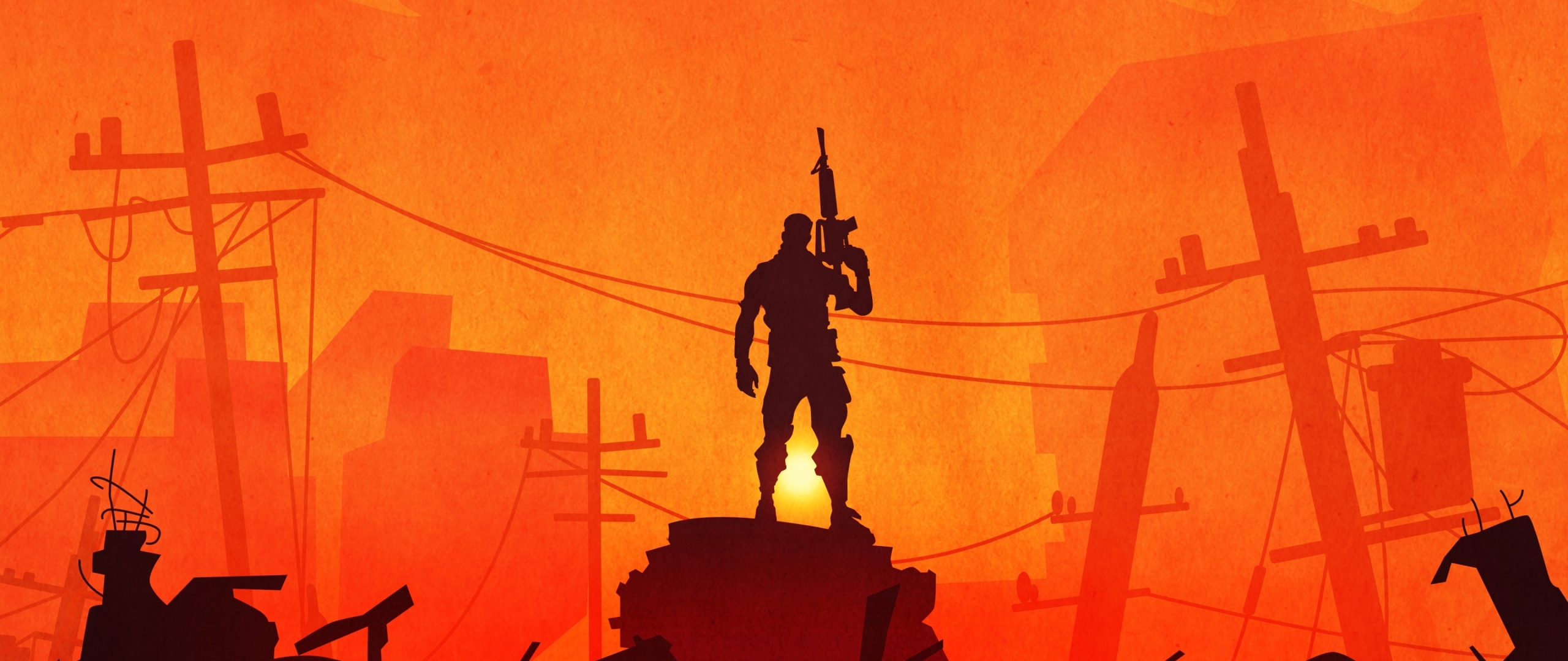 Fortnite Warrior Silhouette In Sunset, HD 4   K Wallpaper