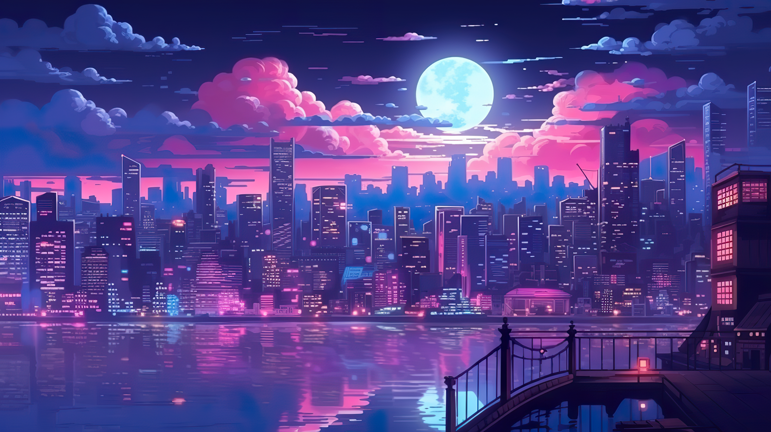 Download 1440x3040 Anime City Houses Powerlines Neko Polychromatic  Wallpapers for Samsung Galaxy Note 10 Plus  S10 Plus