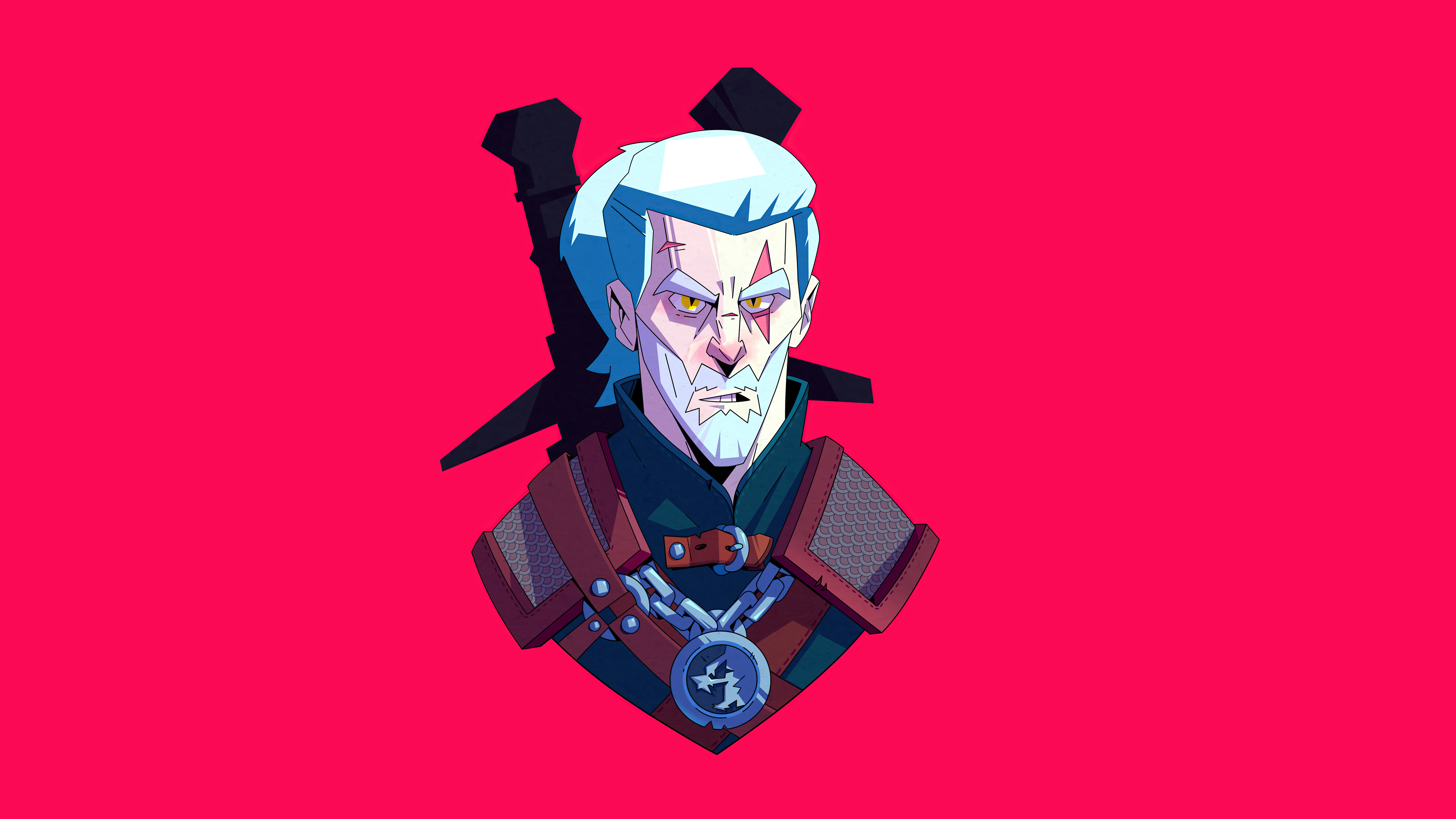 Geralt of Rivia The Witcher Cartoon Minimal Wallpaper, HD Minimalist 4K  Wallpapers, Images, Photos and Background - Wallpapers Den