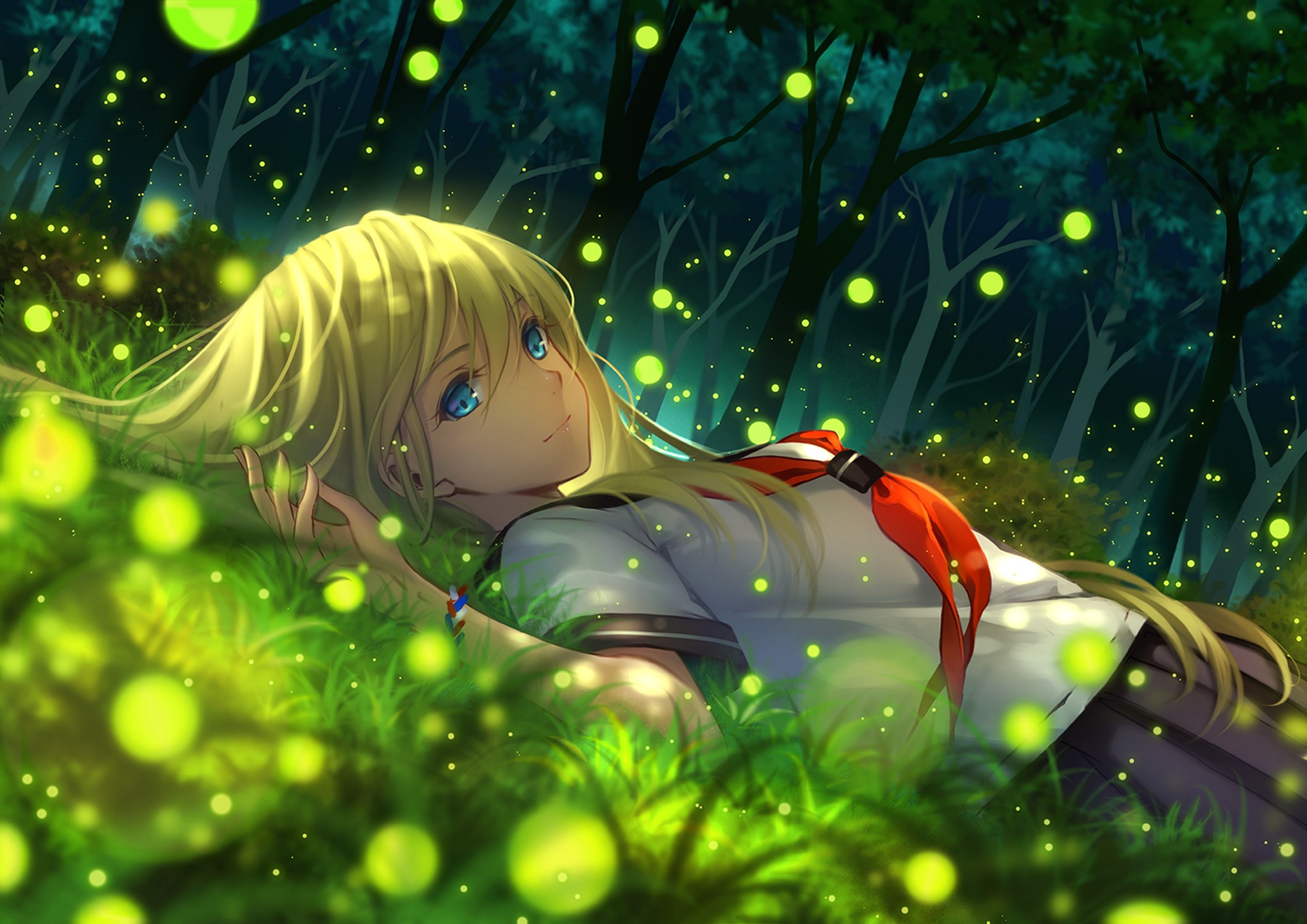 girl, anime, grass Wallpaper, HD Anime 4K Wallpapers, Images, Photos and  Background - Wallpapers Den
